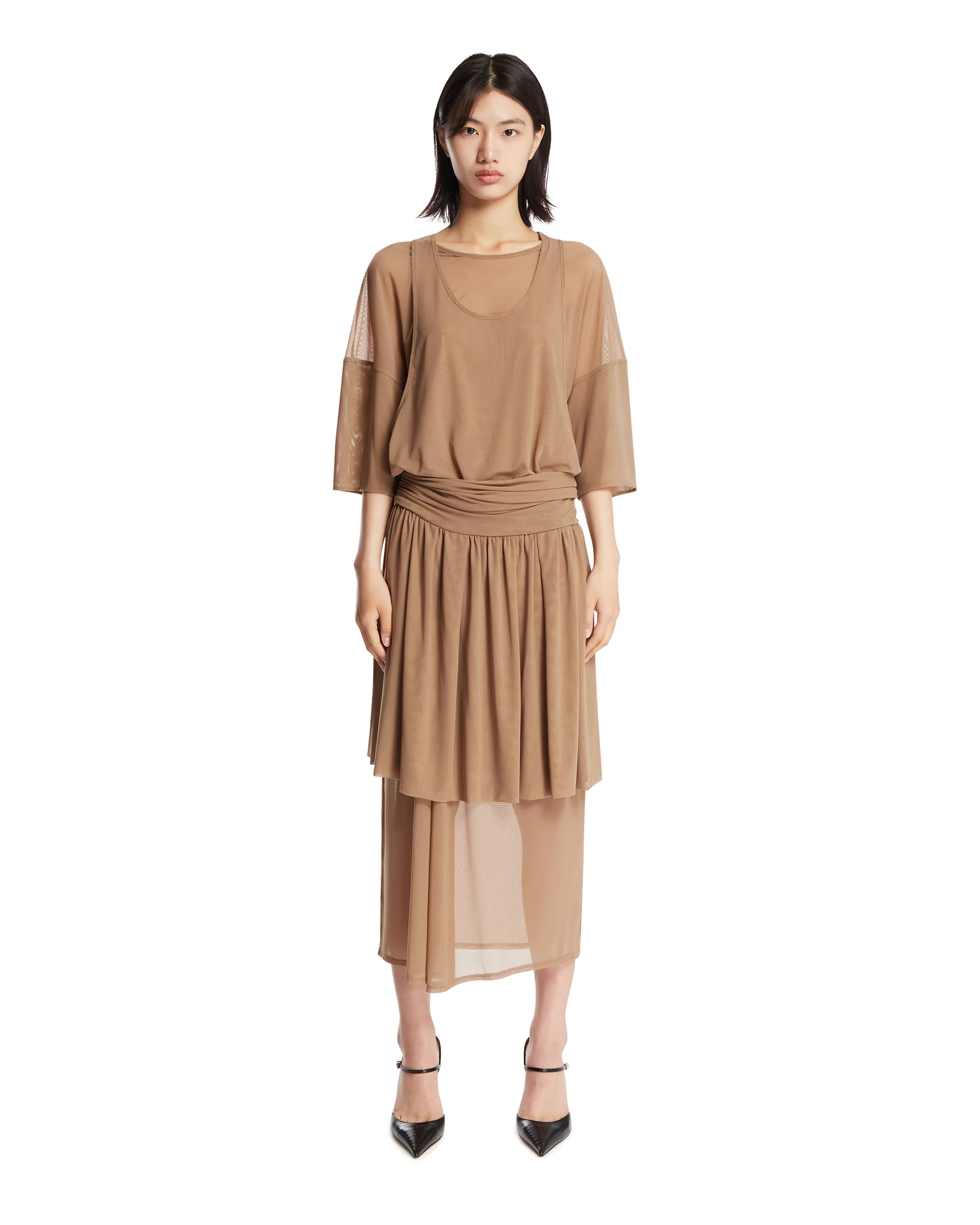 Abito A Doppio Strato Beige