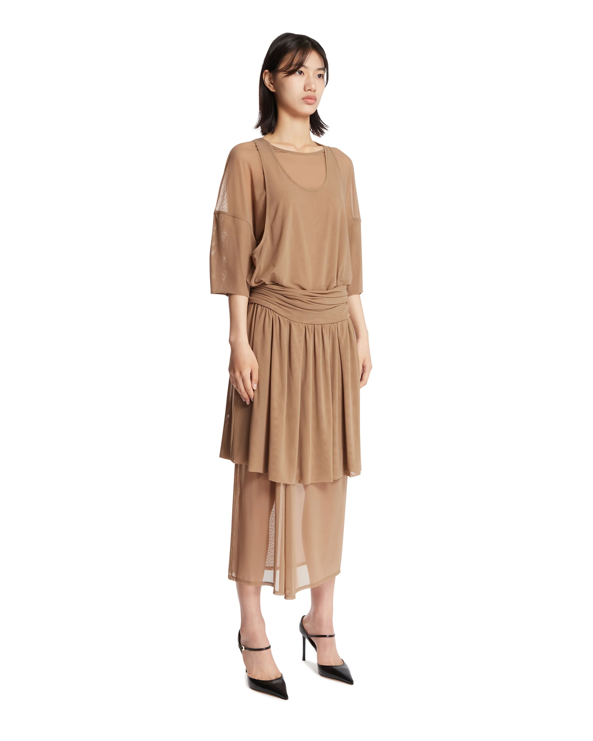 Abito A Doppio Strato Beige - Image 2