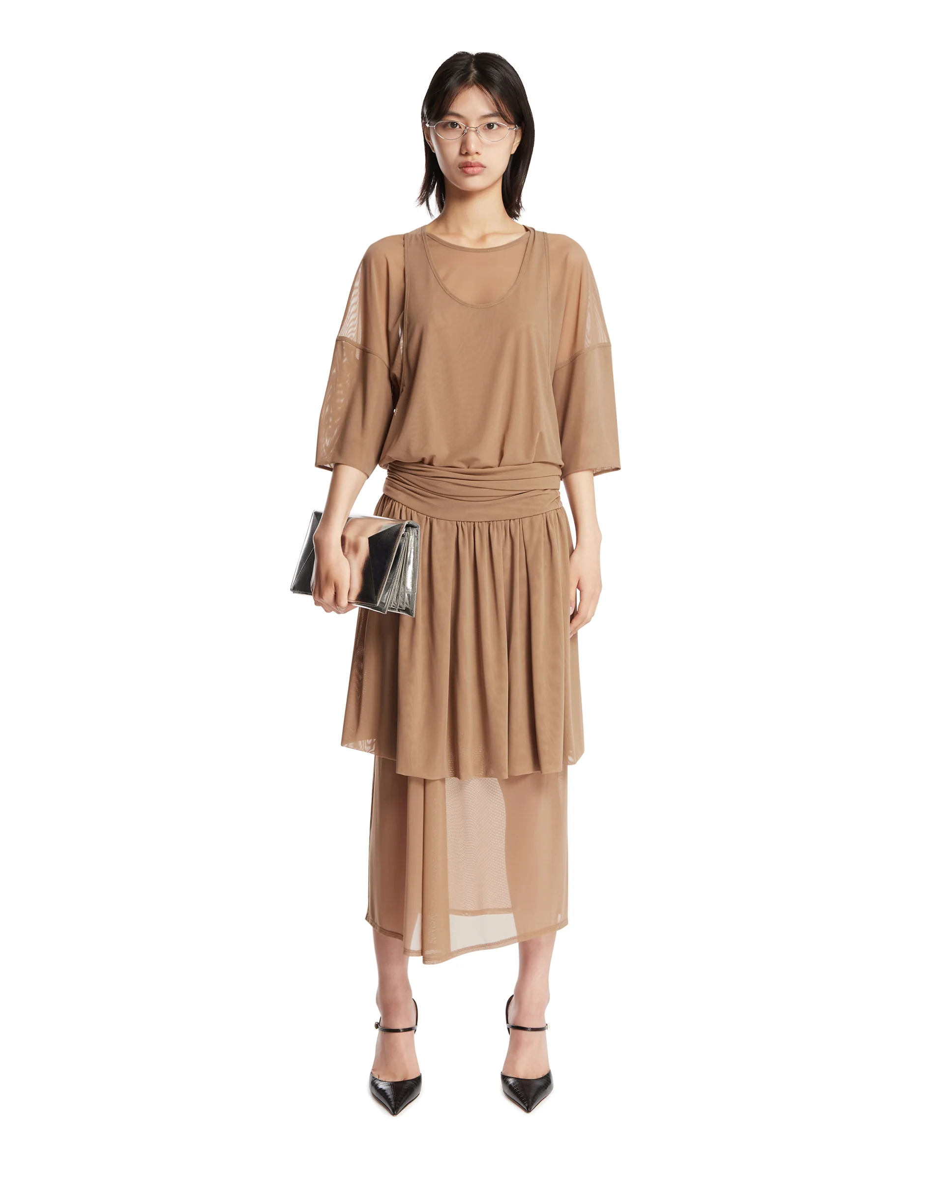 Abito A Doppio Strato Beige - Image 3