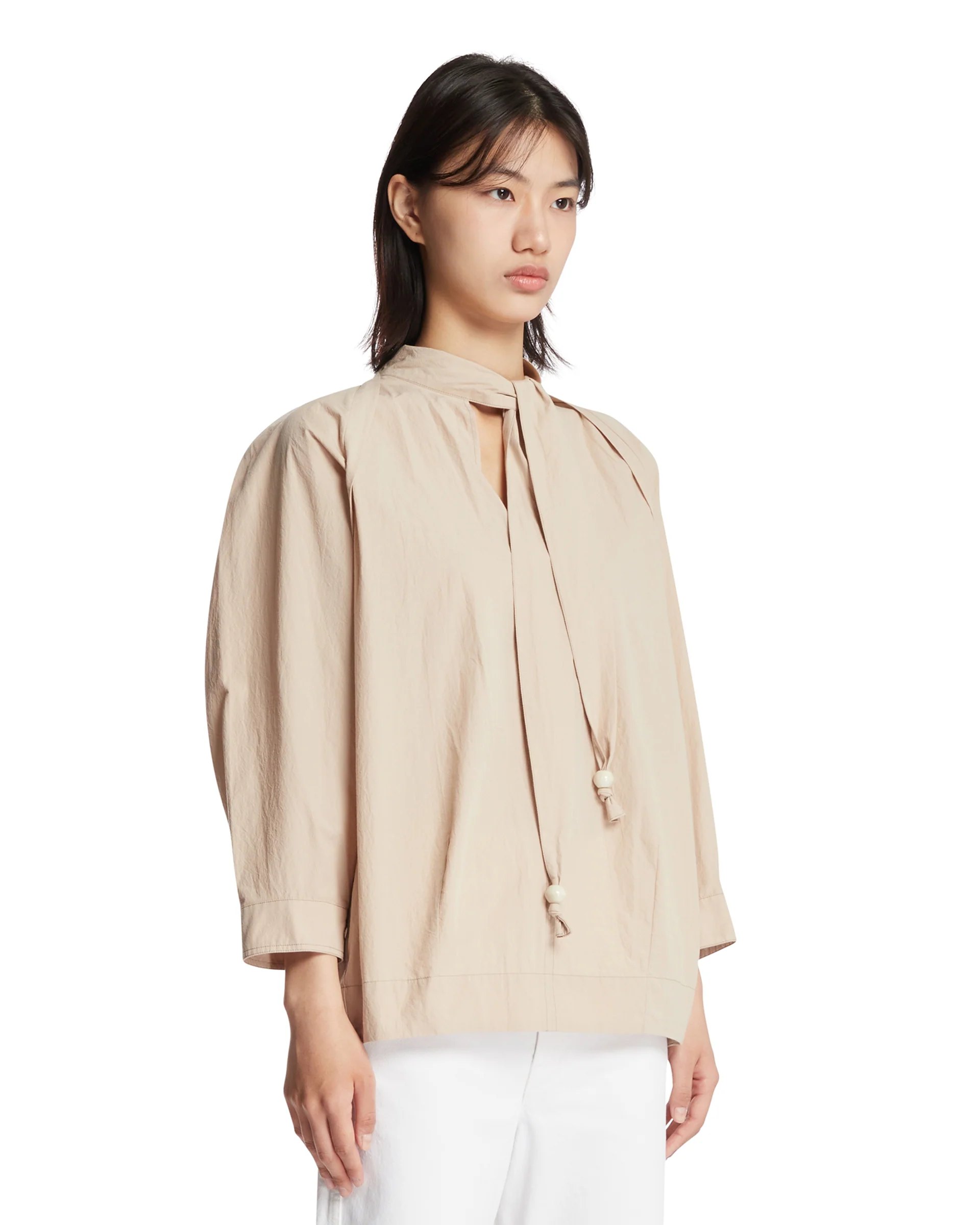 Camicia Con Foulard Beige - Image 2
