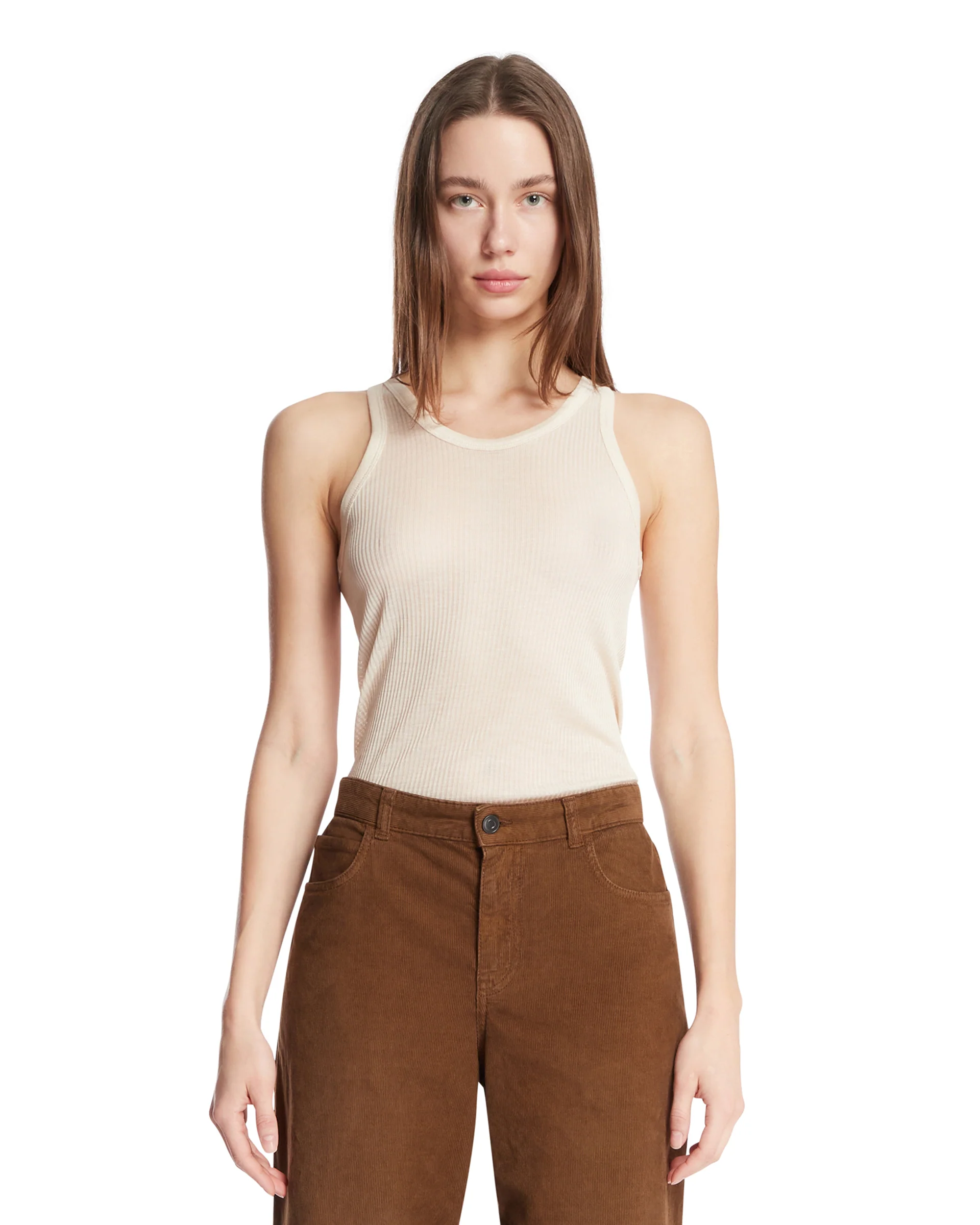 Top In Viscosa E Seta Beige