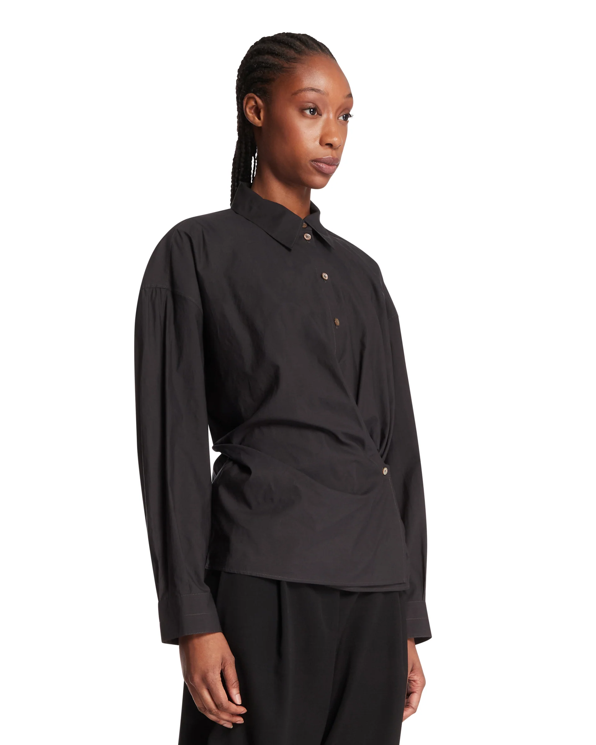 Camicia In Cotone E Seta Nera - Image 2