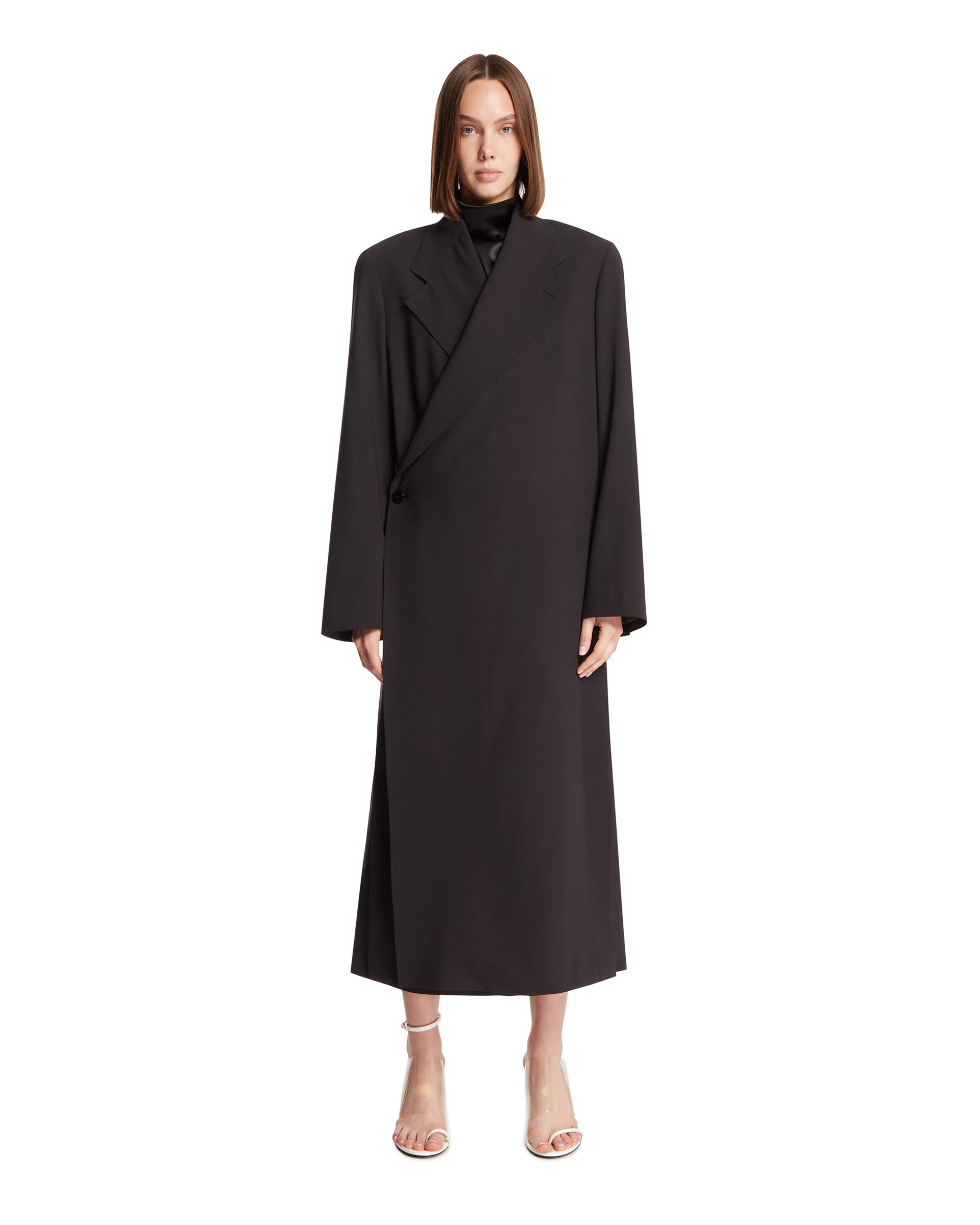 Wrap Coat Oversize In Lana Nero