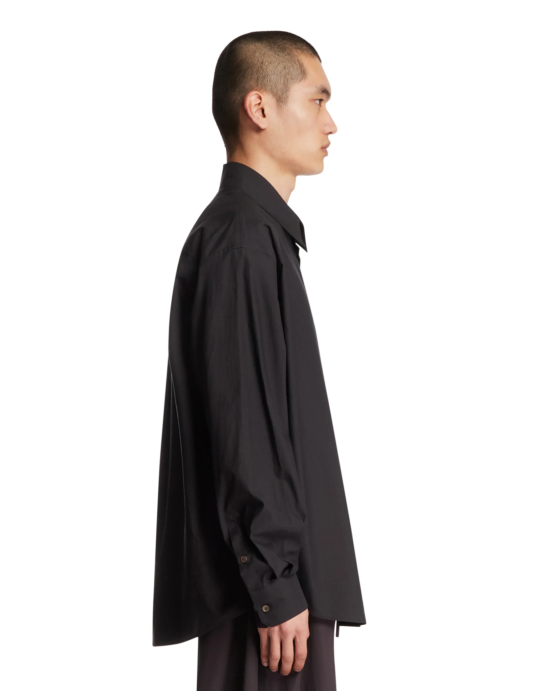Camicia In Cotone E Seta Blu - Image 4