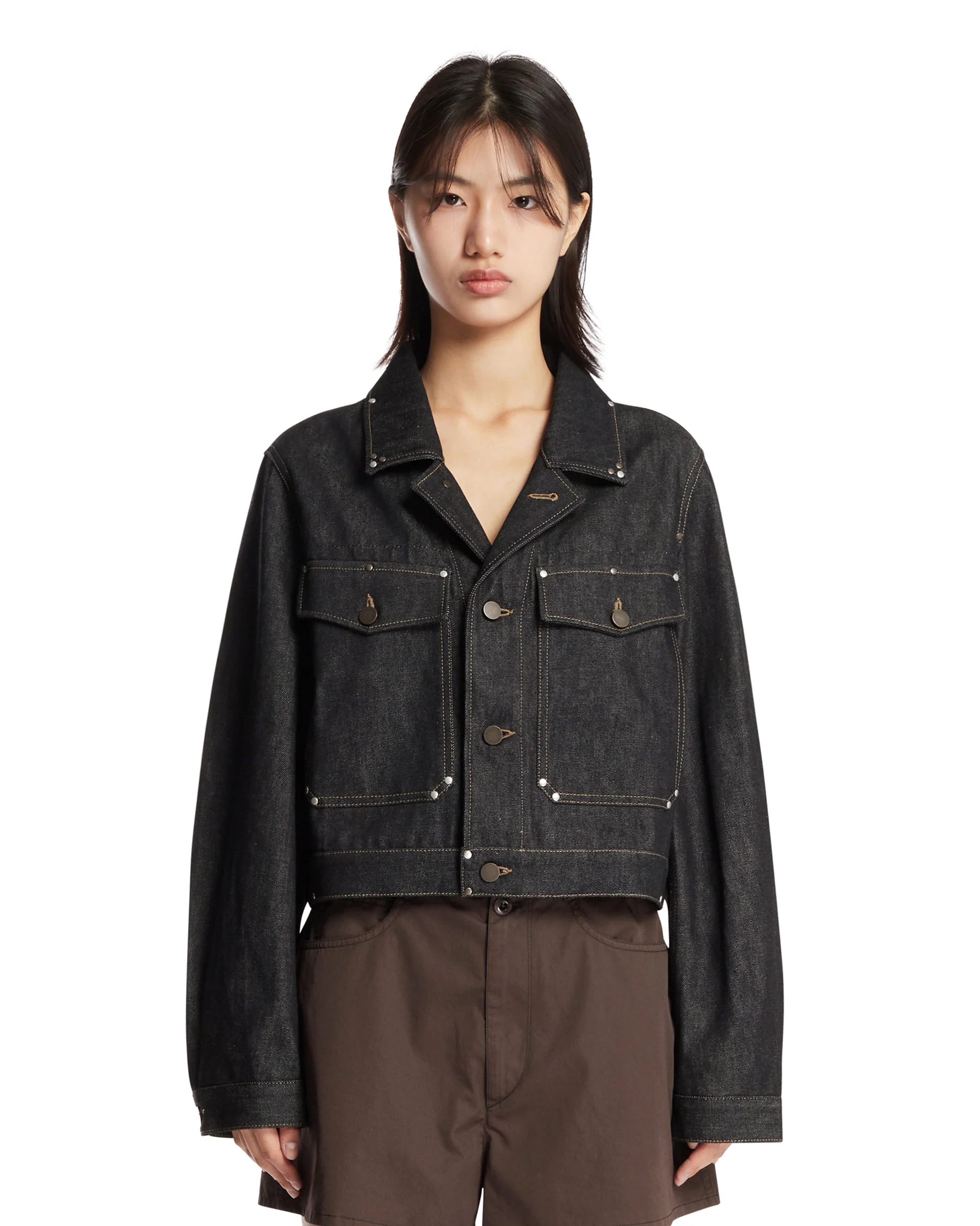 Blouson Jacket In Denim Blu