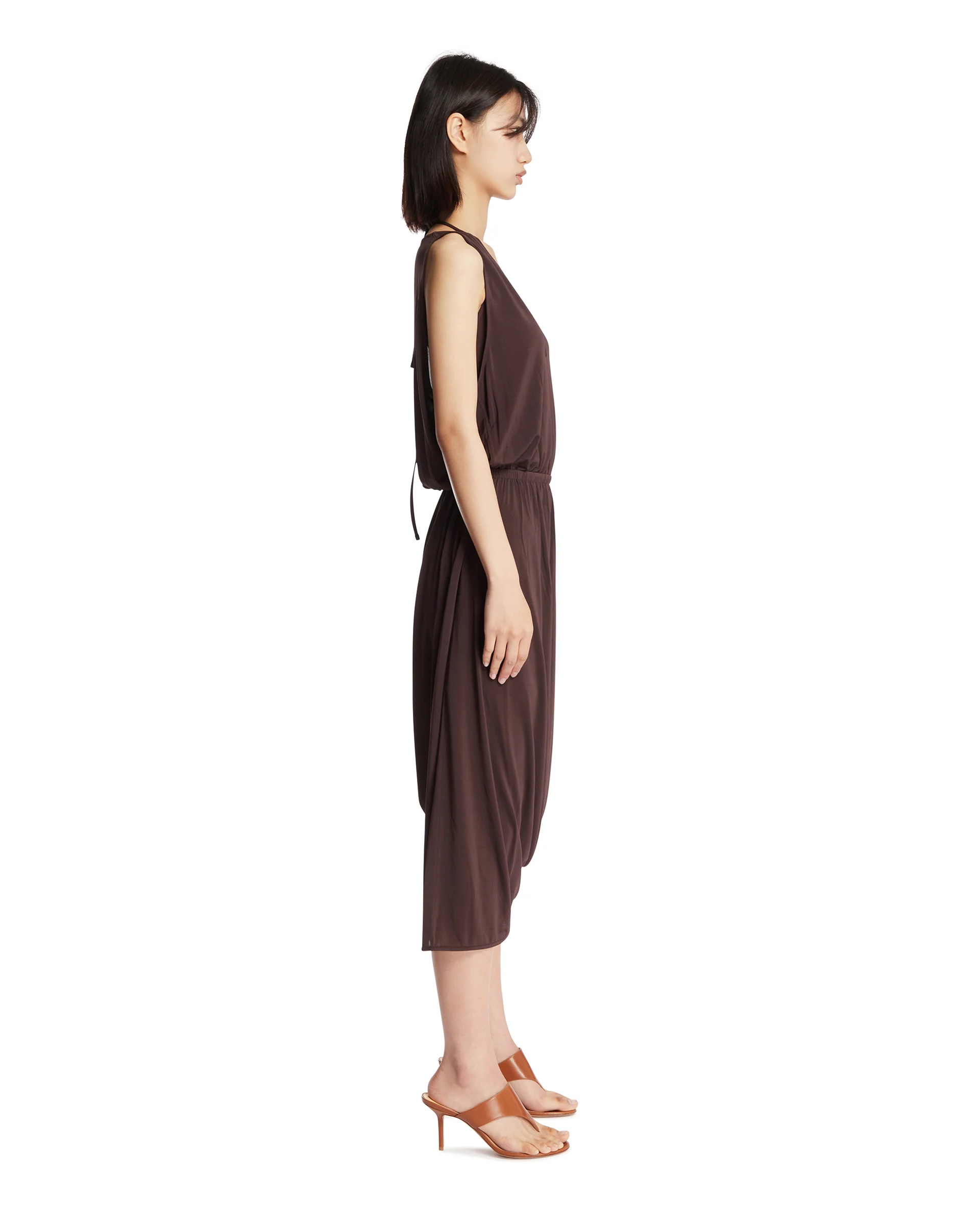 Abito Midi In Viscosa Marrone - Image 4