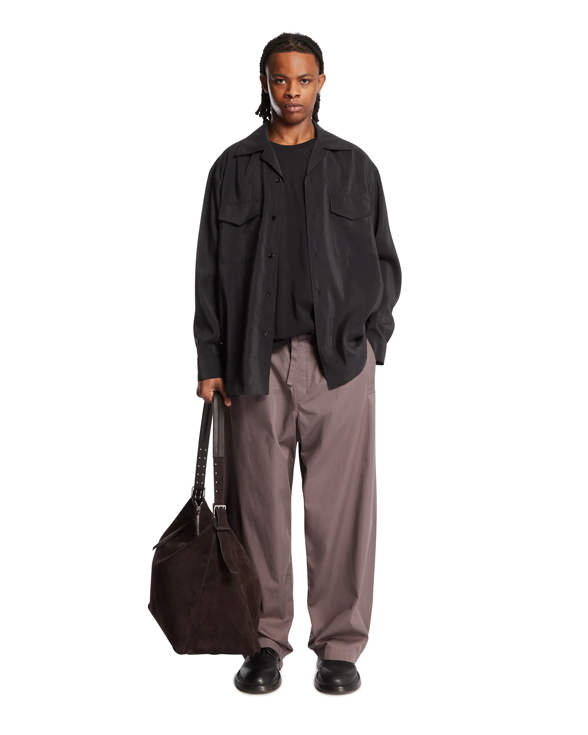 Pantaloni Ampi Con Coulisse Grigi - Image 3
