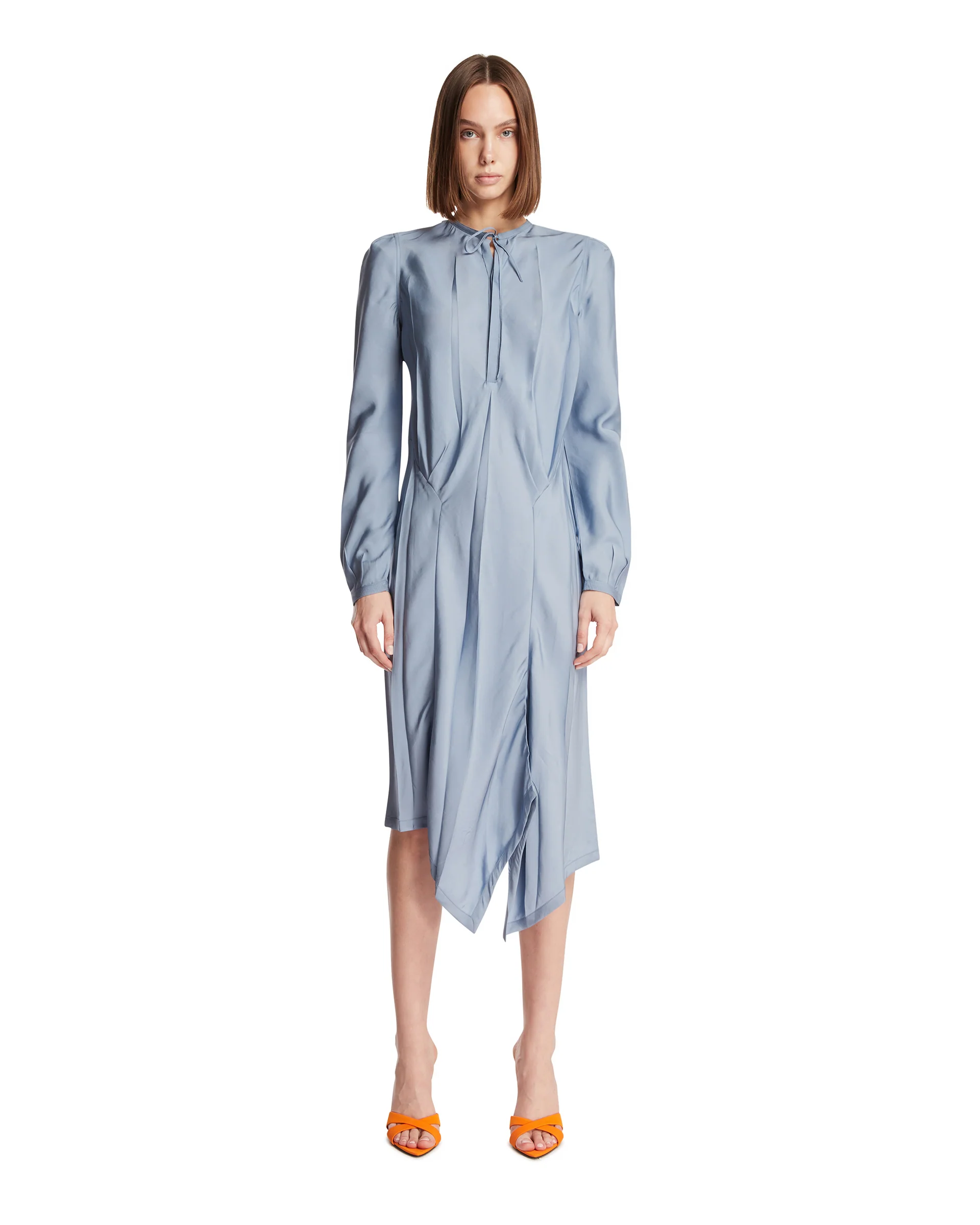 Abito In Twill Di Viscosa Azzurro