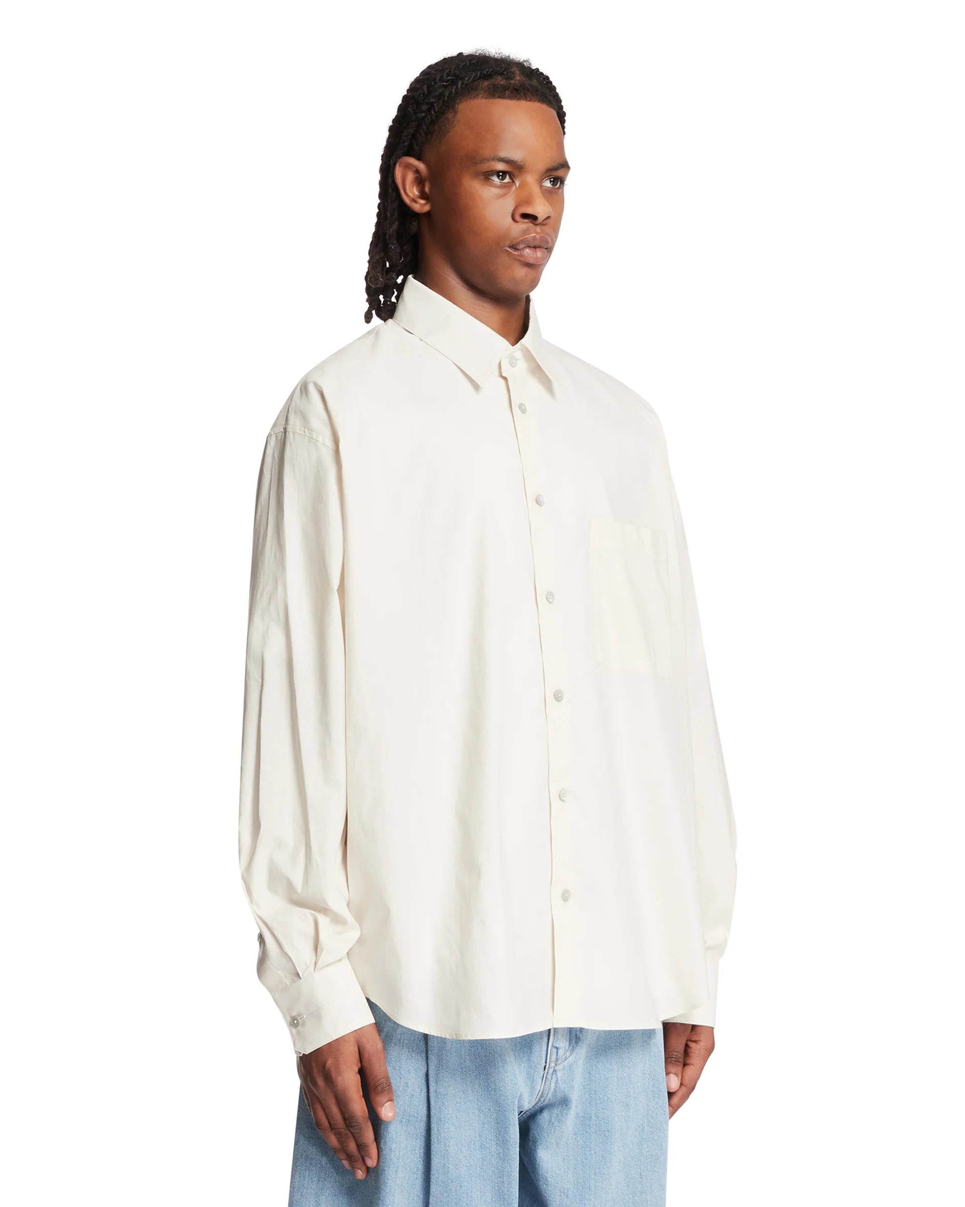 Camicia In Cotone E Seta Bianca - Image 2