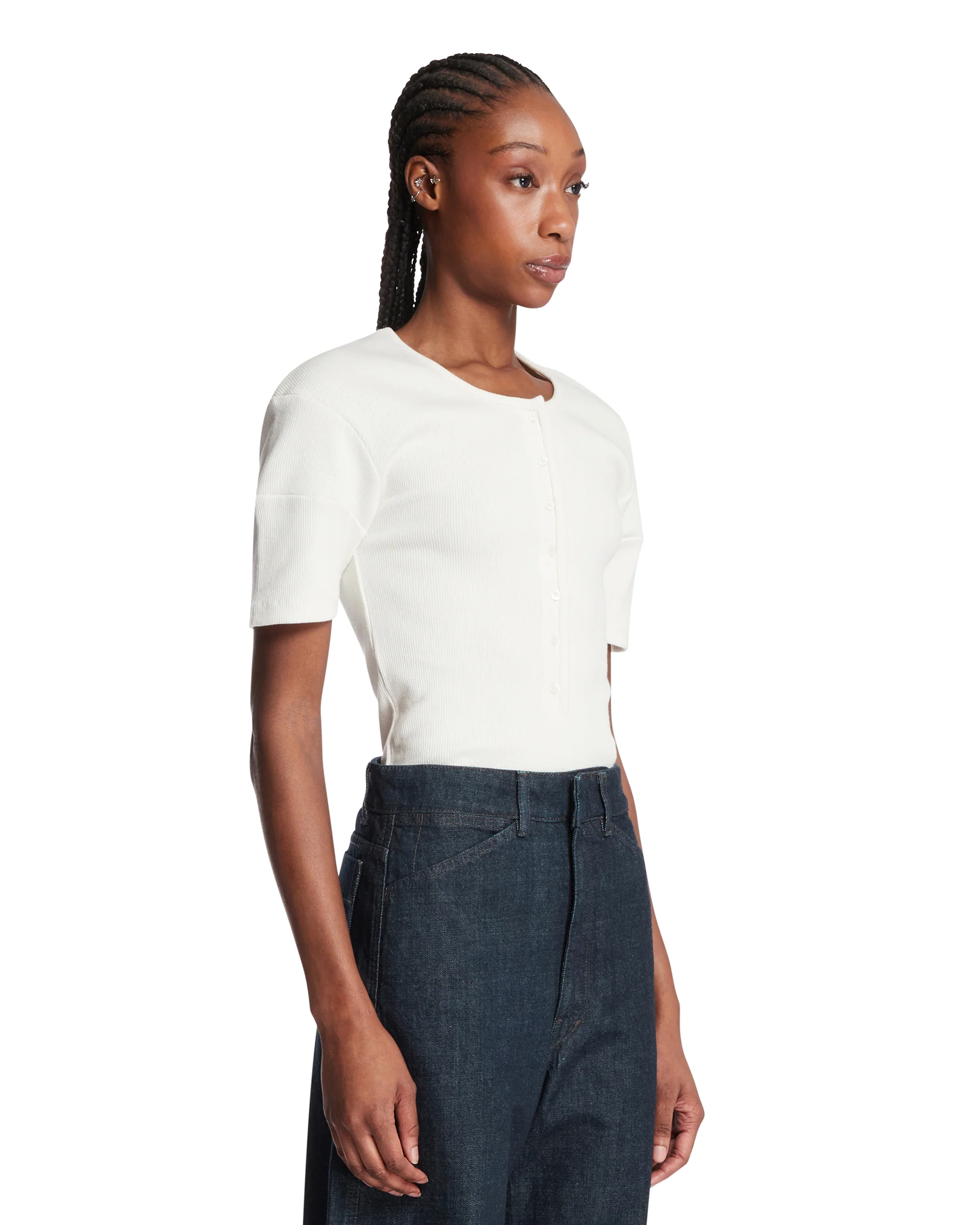 T-Shirt Henley In Cotone Bianca - Image 2