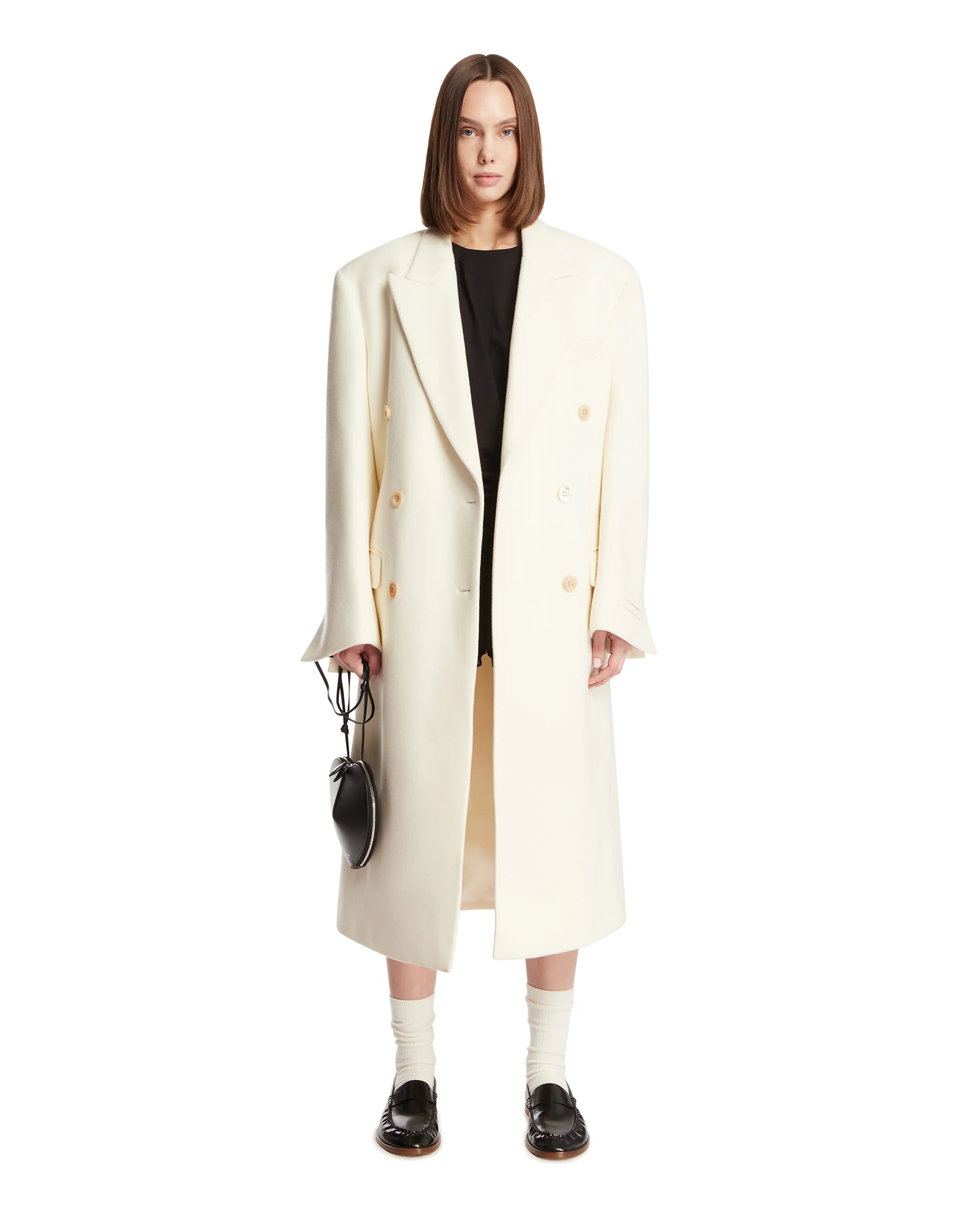 Cappotto Doppiopetto In Lana Bianco - Image 3