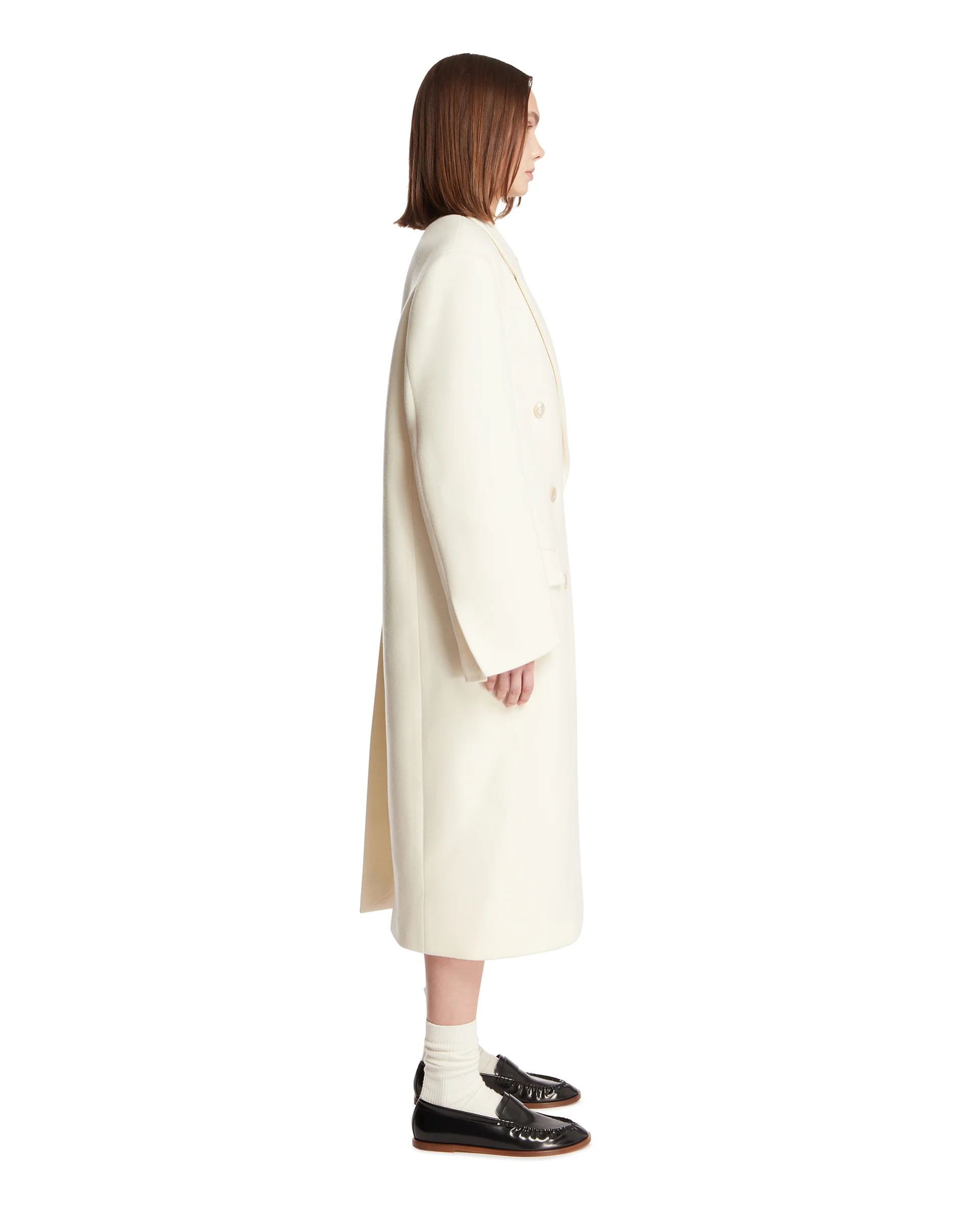Cappotto Doppiopetto In Lana Bianco - Image 4