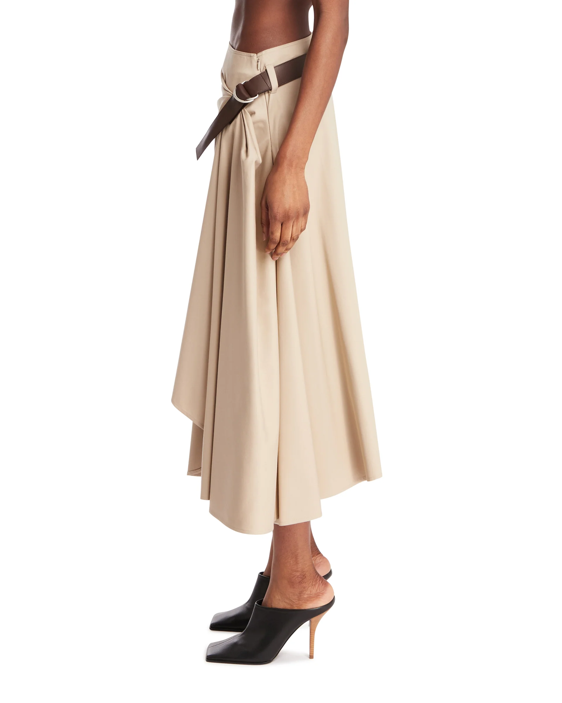 Gonna Con Cintura Asimmetrica Beige - Image 4