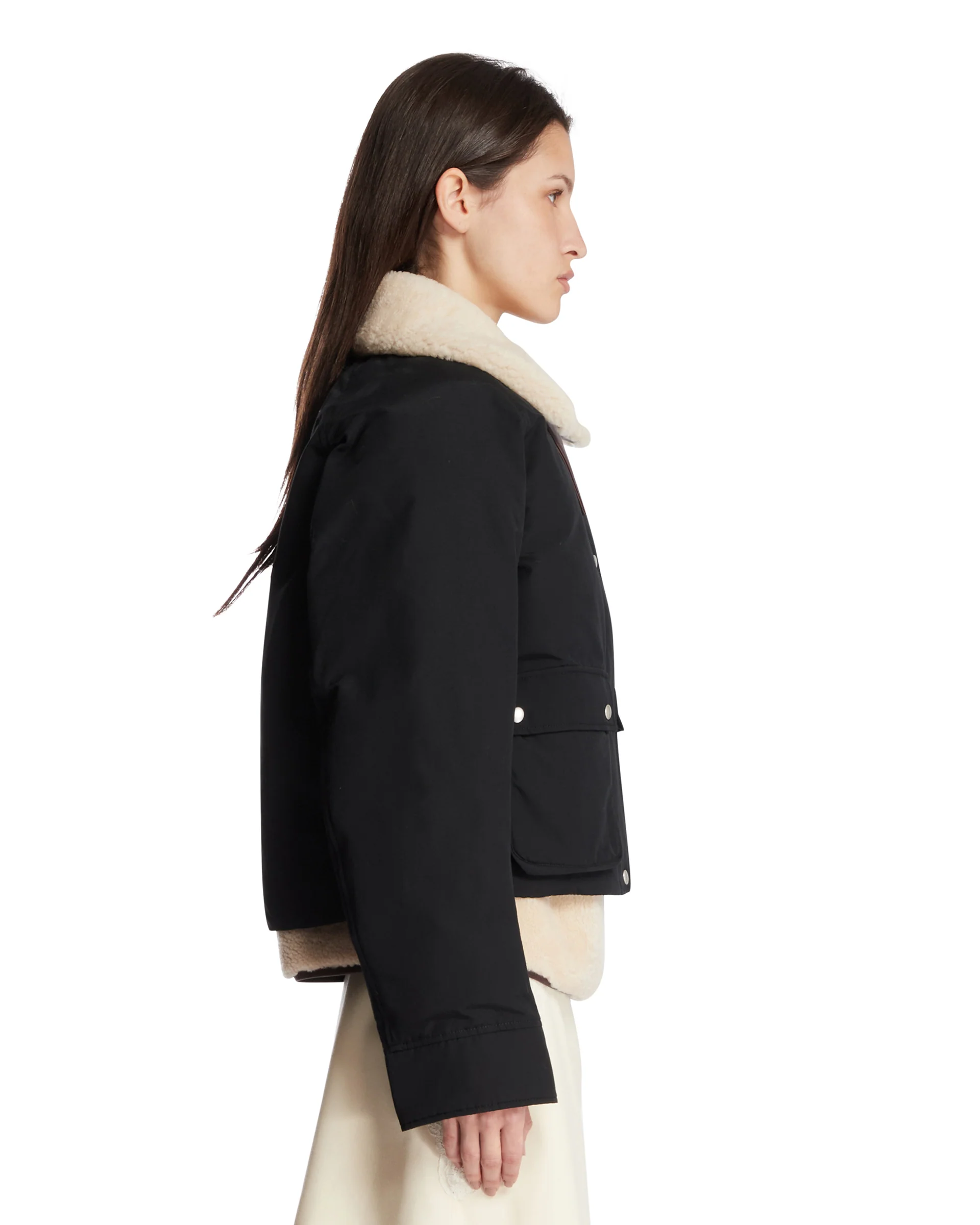 Piumino In Cotone e Shearling Nero - Image 4