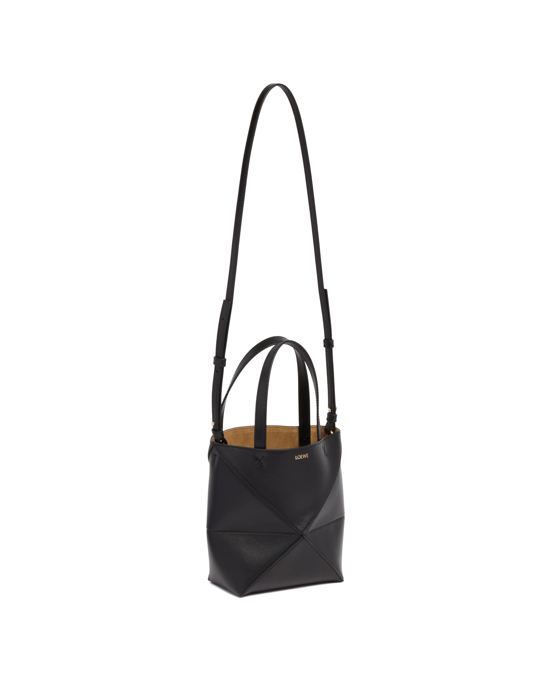 Borsa Puzzle Fold piccola in pelle nera - Image 5