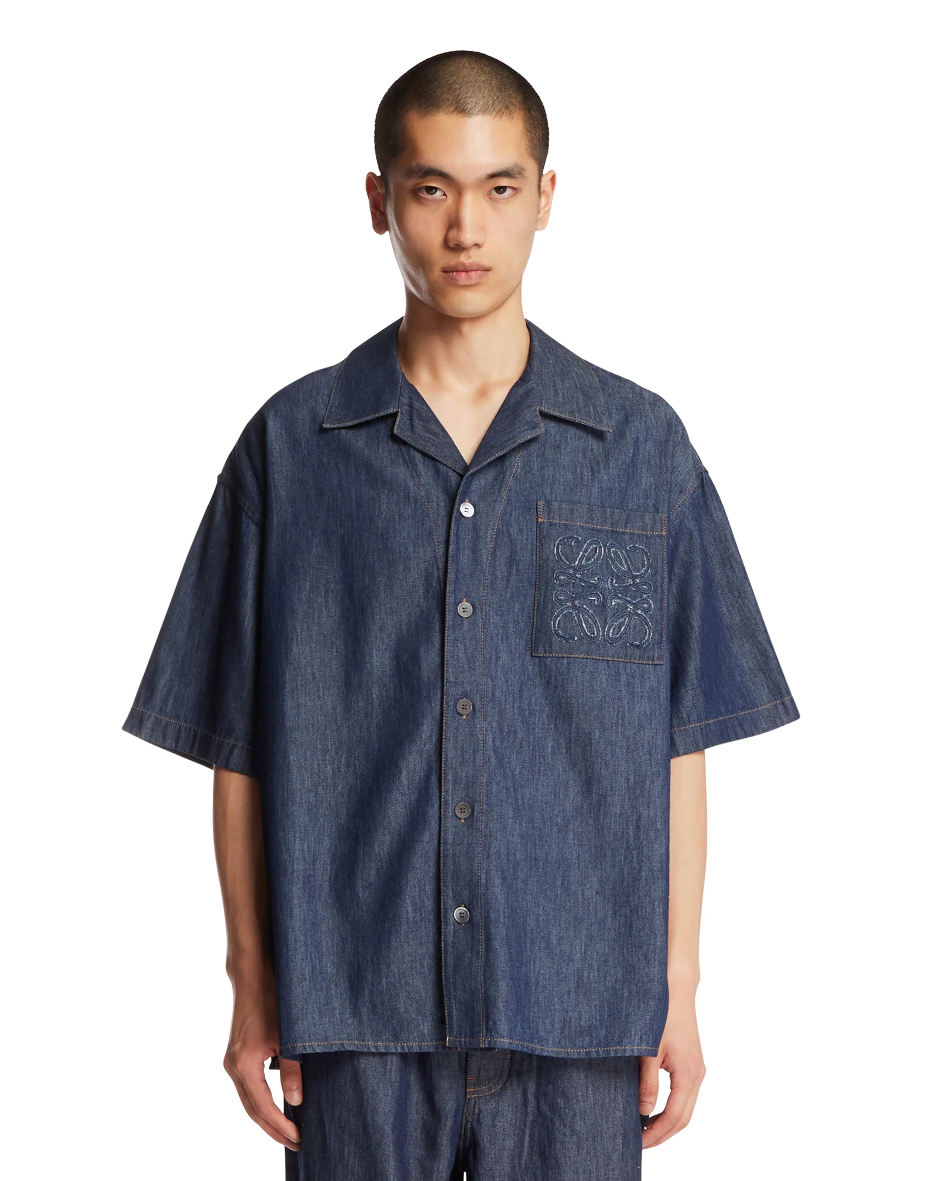 Camicia Anagram In Denim Blu
