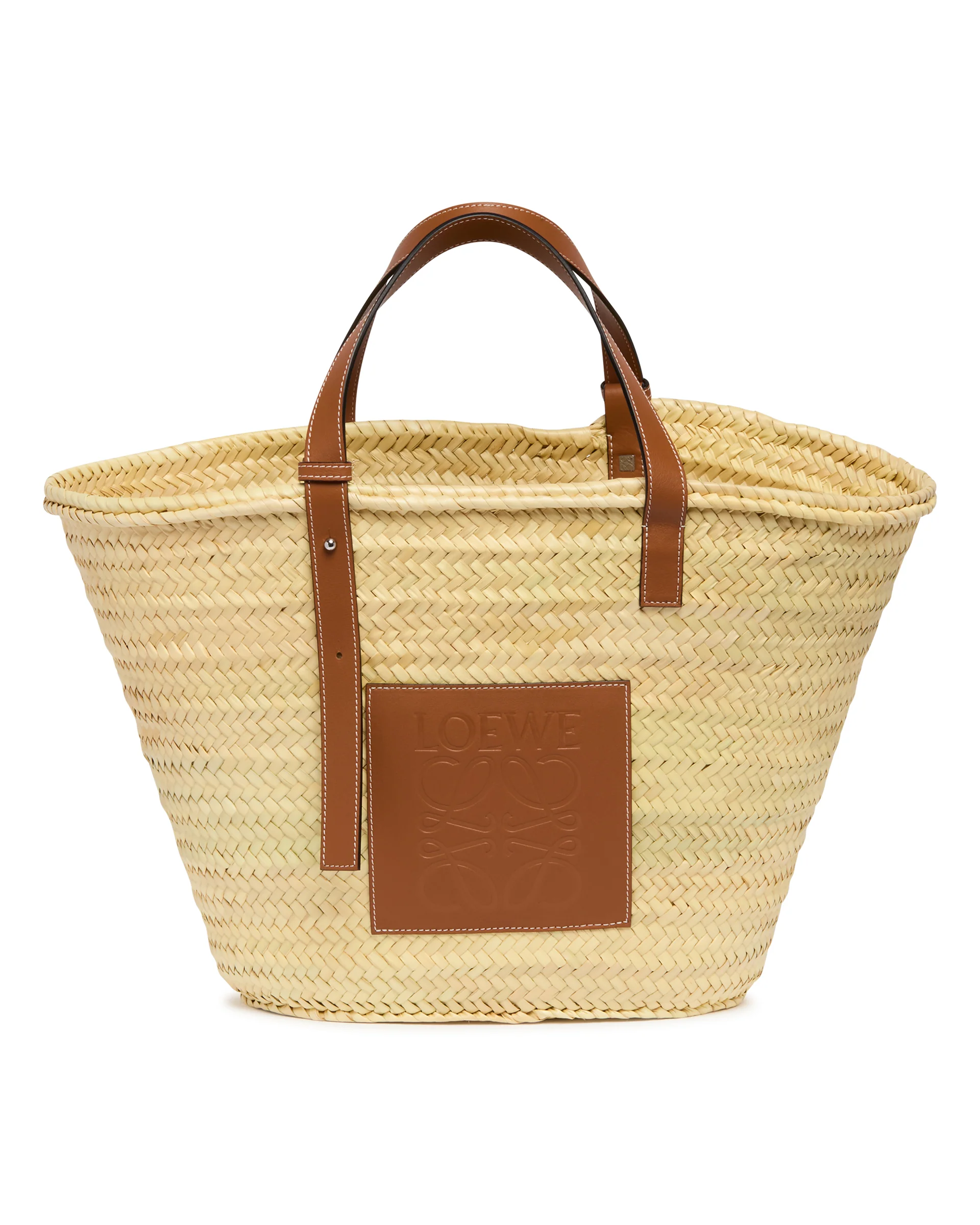Borsa Basket In Foglia di Palma E Pelle - Image 2