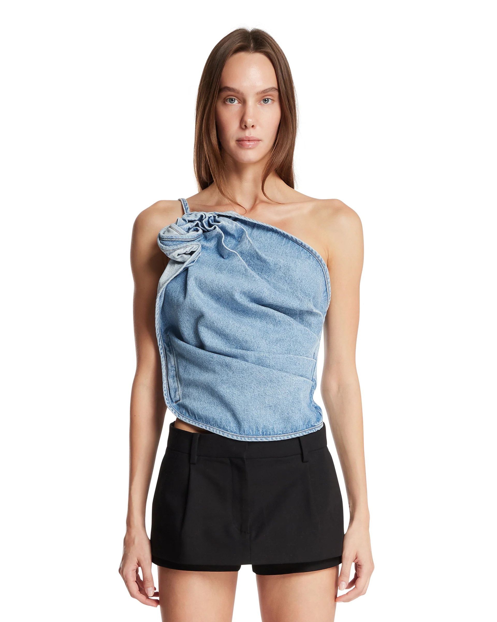 Top Monospalla In Denim Blu