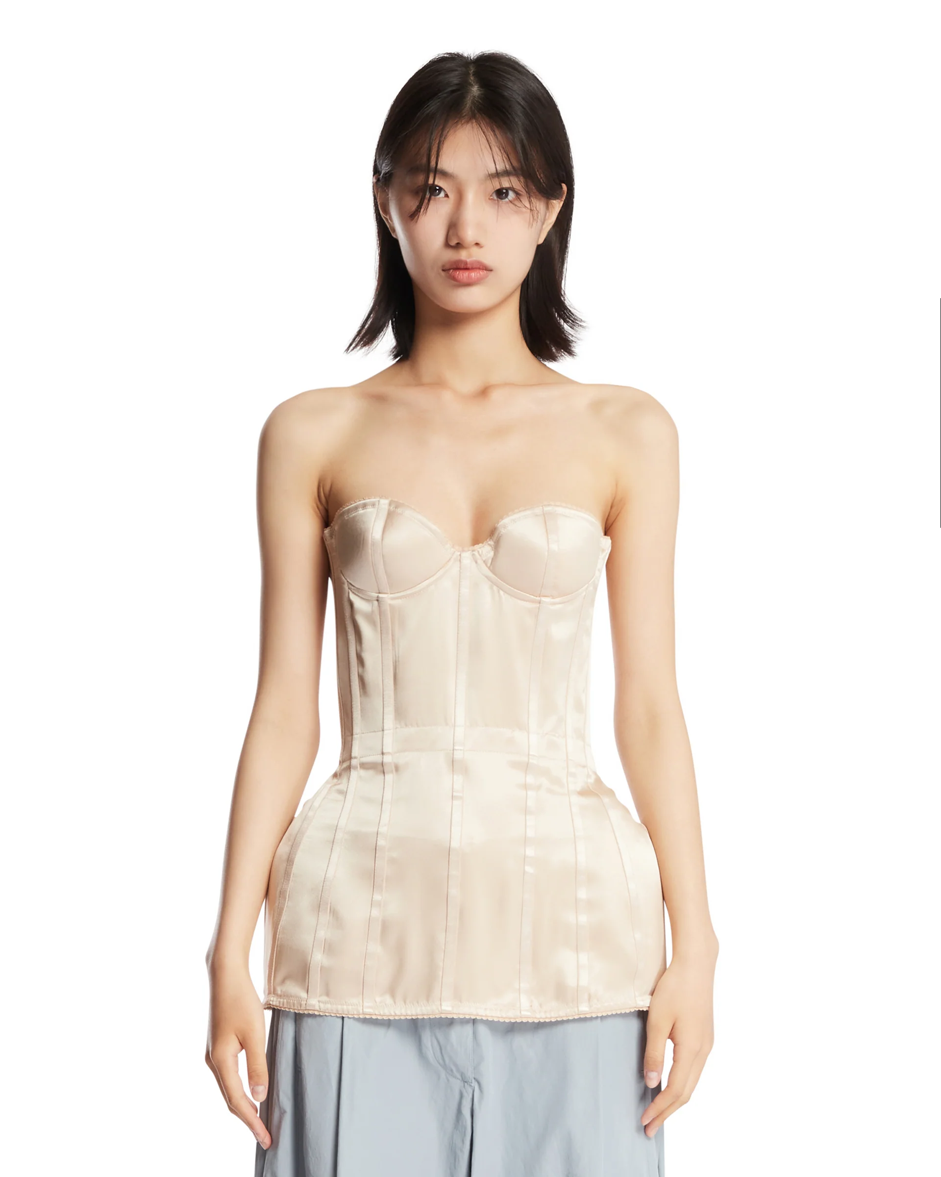 Top Corsetto Lungo in Seta Bianco