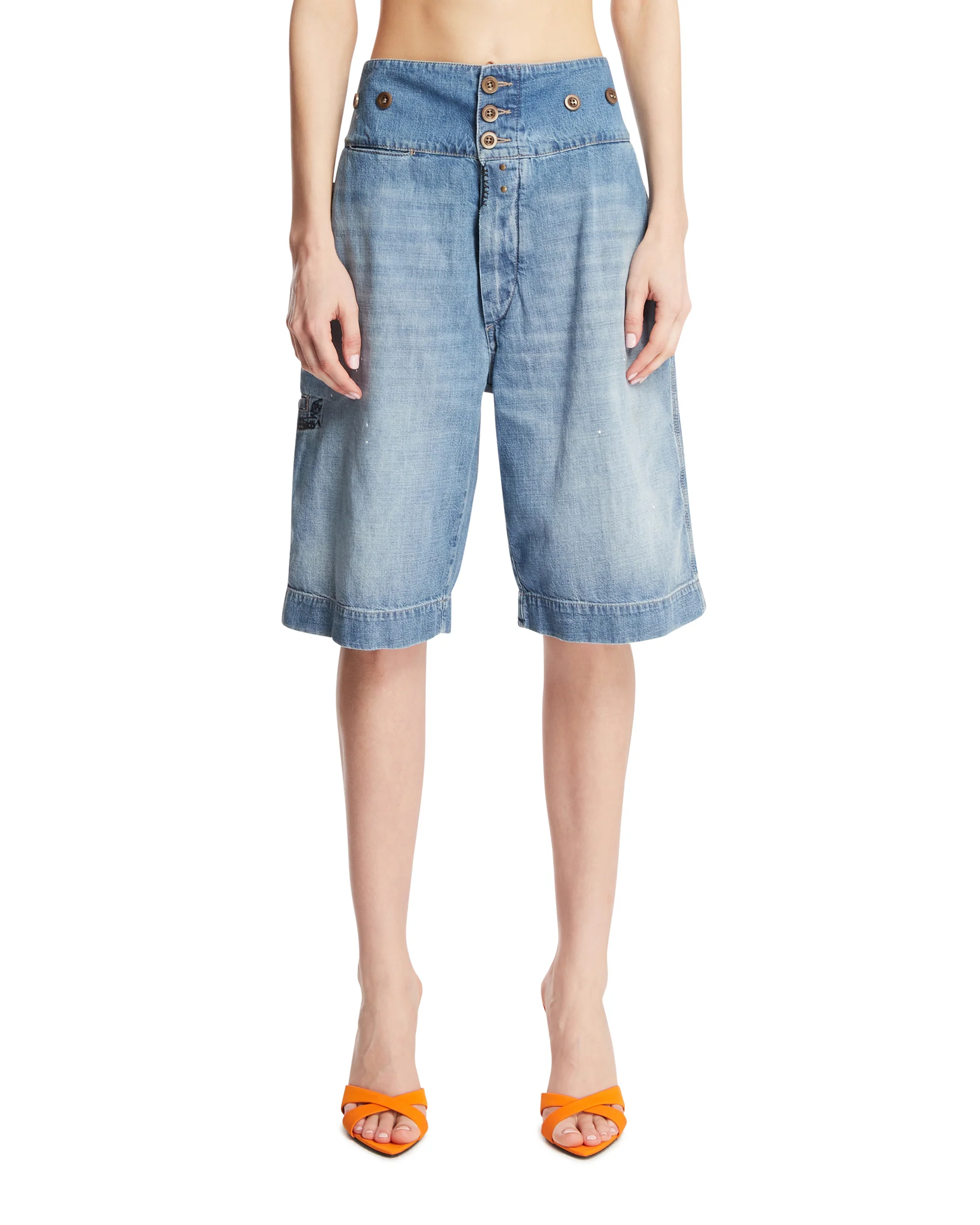 Pantaloncini In Denim Blu