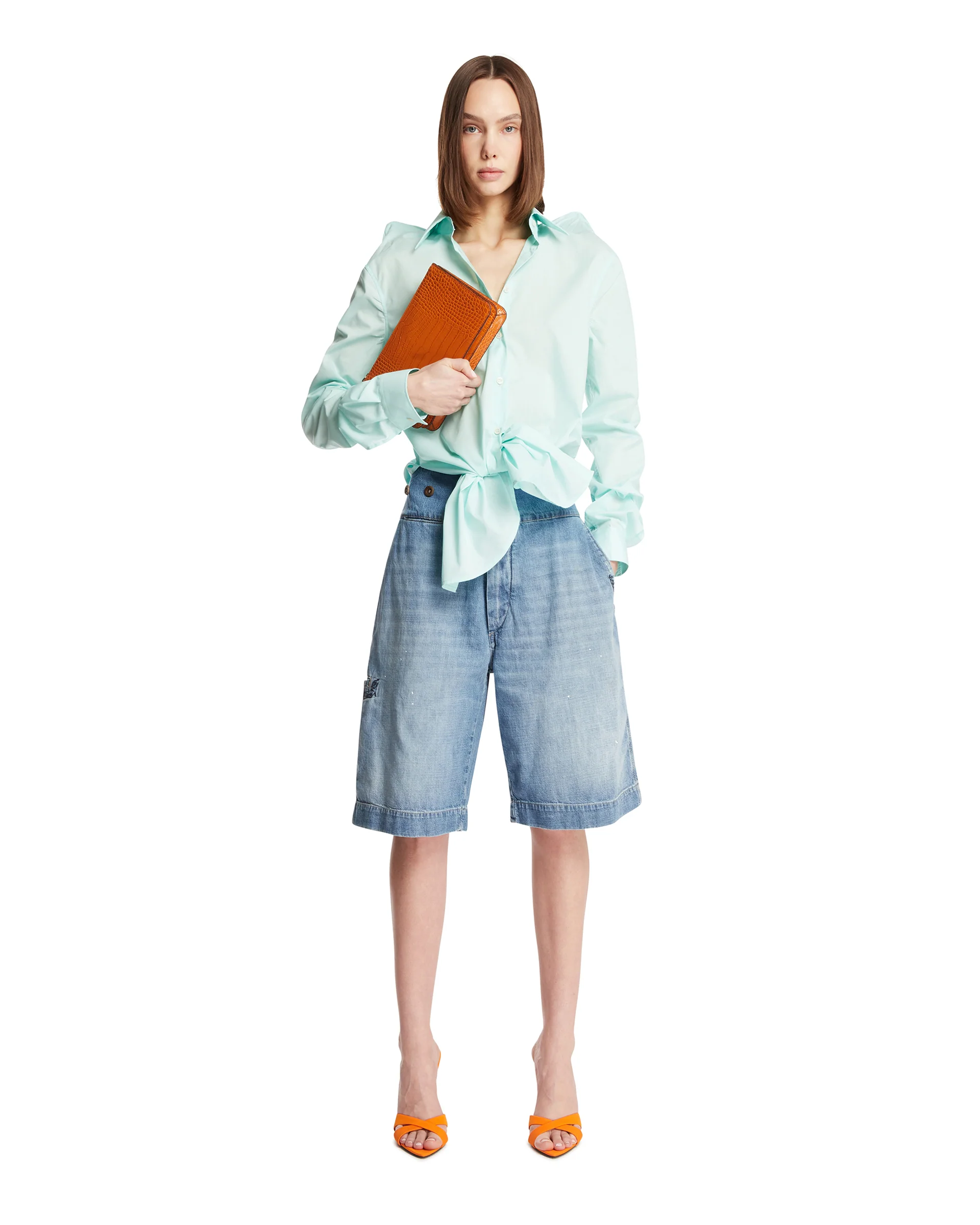 Pantaloncini In Denim Blu - Image 3