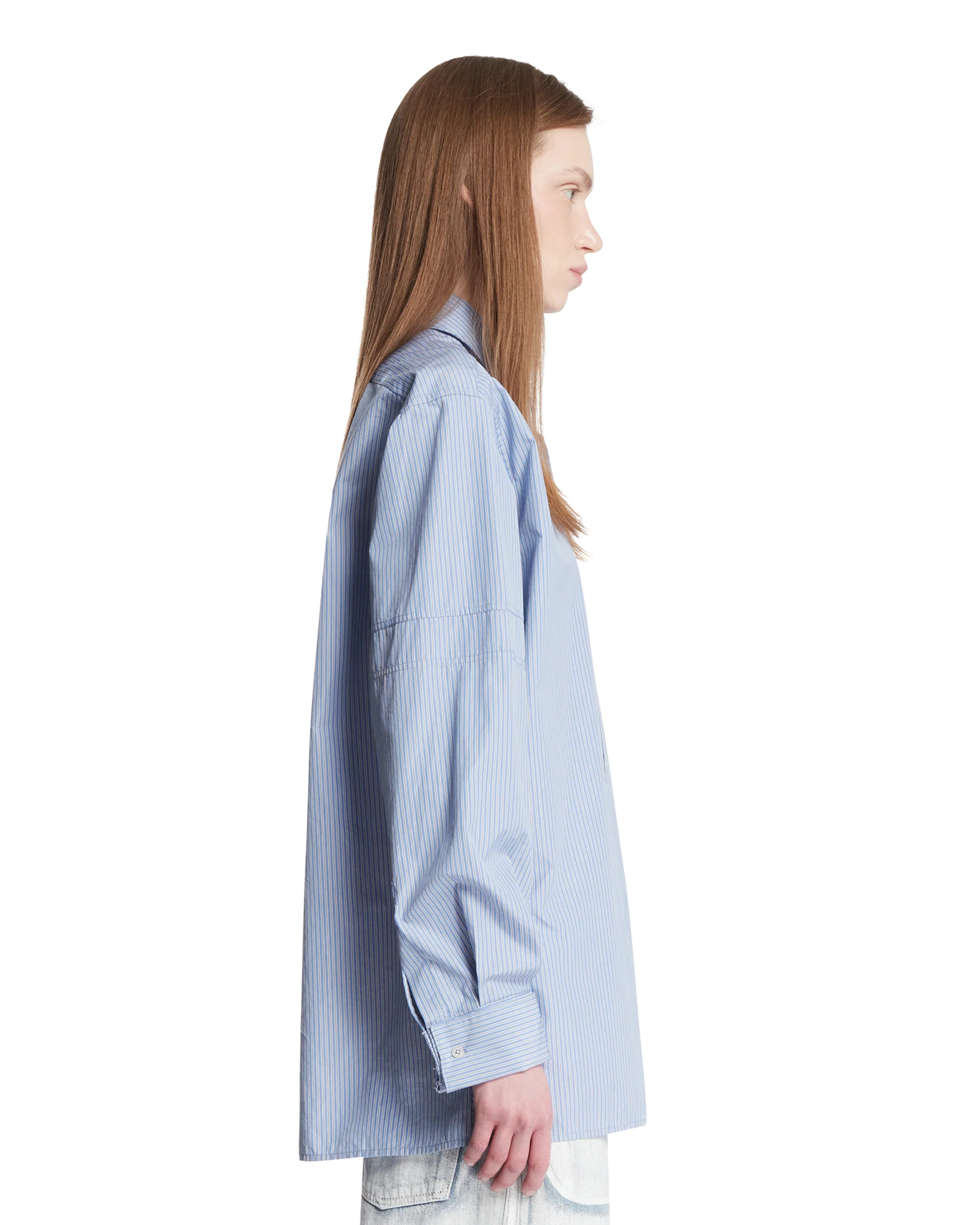 Camicia In Cotone A Righe Azzurra - Image 4