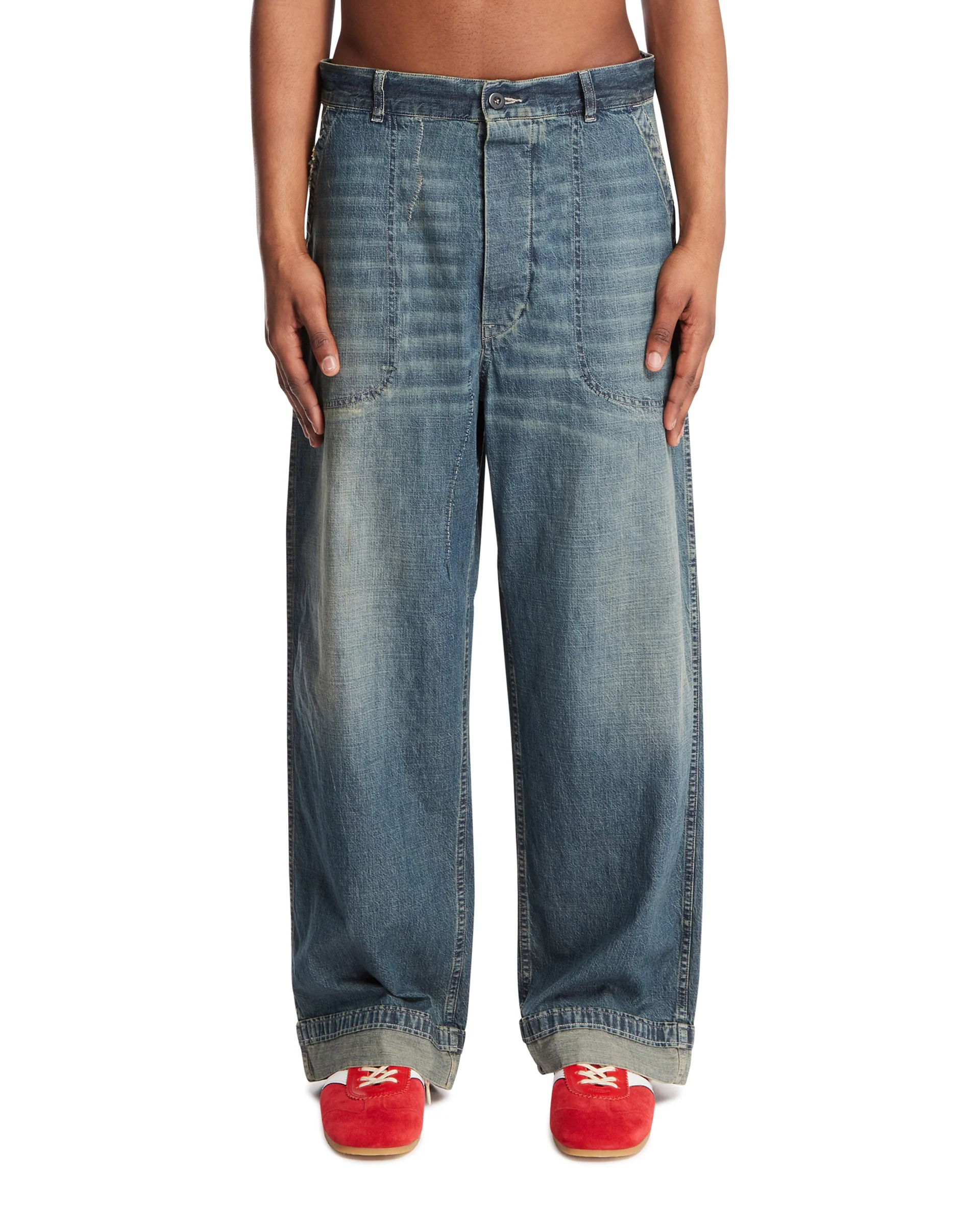 Jeans A Gamba Ampia Blu