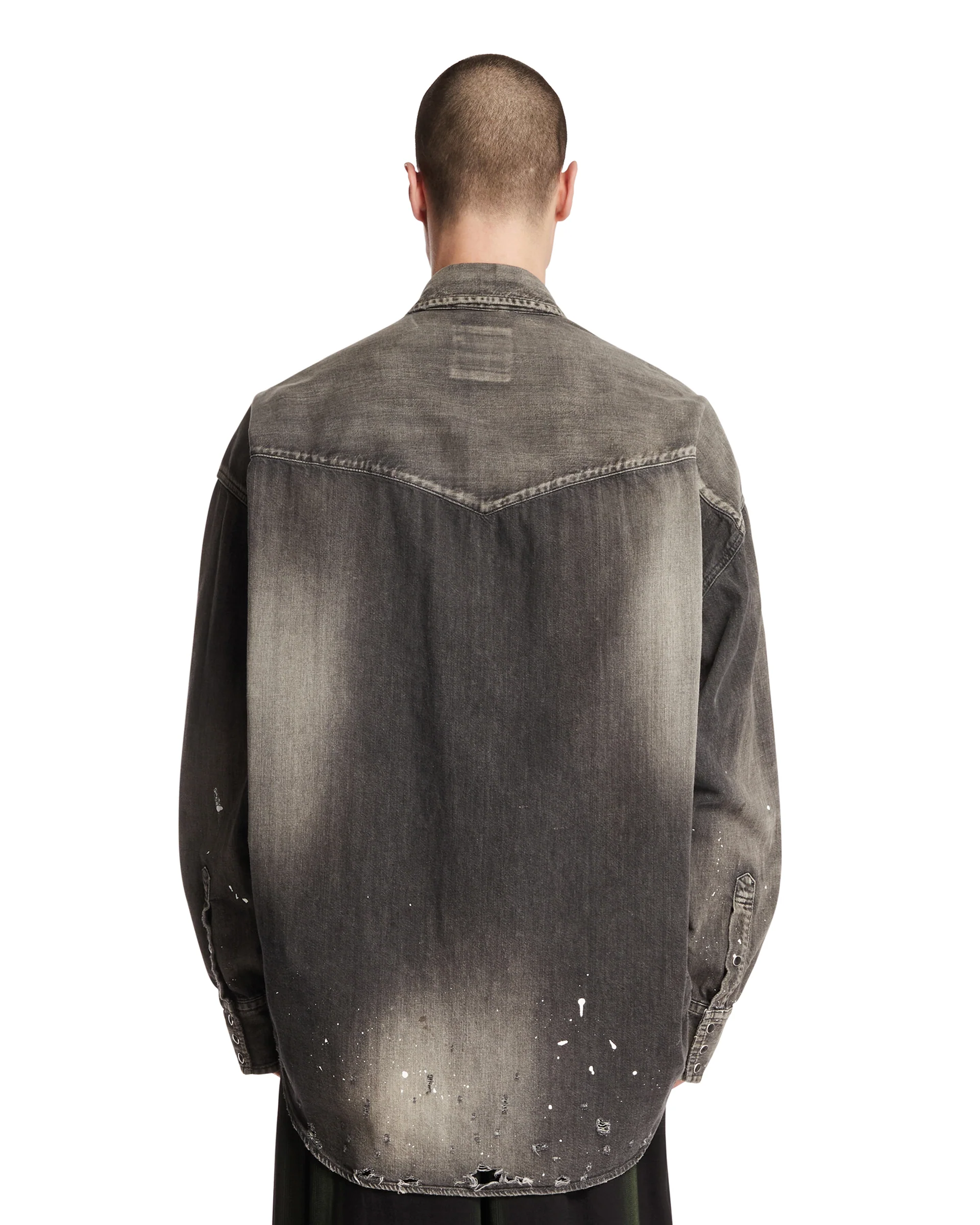 Camicia Con Decorazioni In Denim Nera - Image 5
