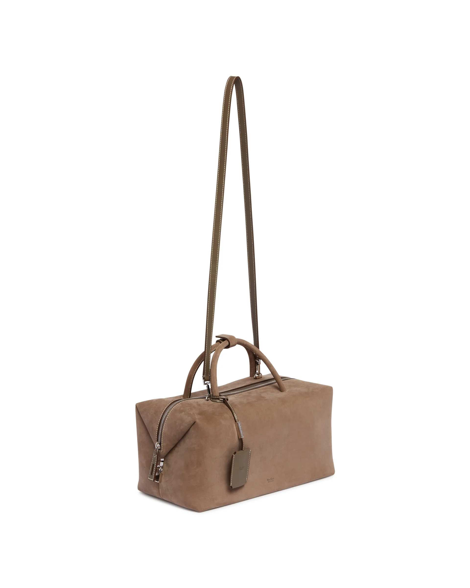 Borsa Bauletto Large Holdall In Suede Beige - Image 5