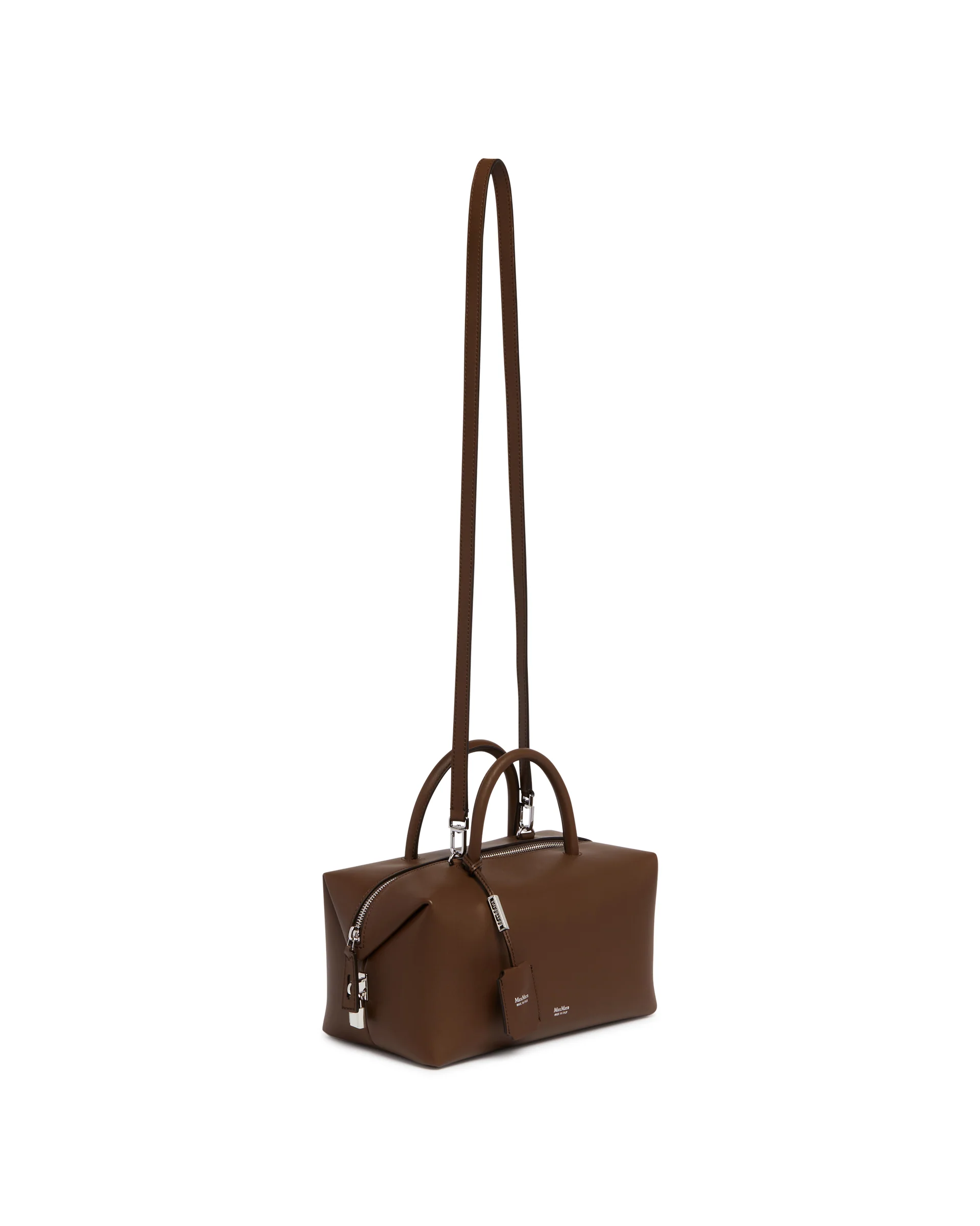 Borsa Bauletto Media Holdall In Pelle Marrone - Image 5