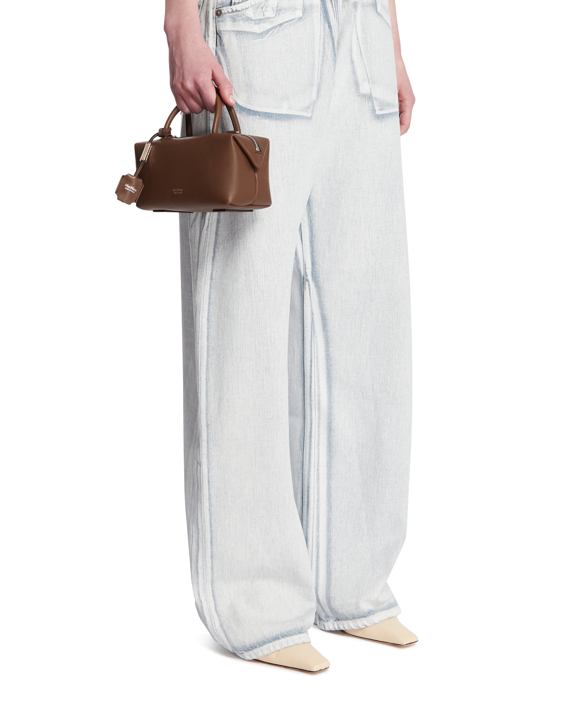 Borsa Bauletto Piccola Holdall In Pelle Marrone - Image 3