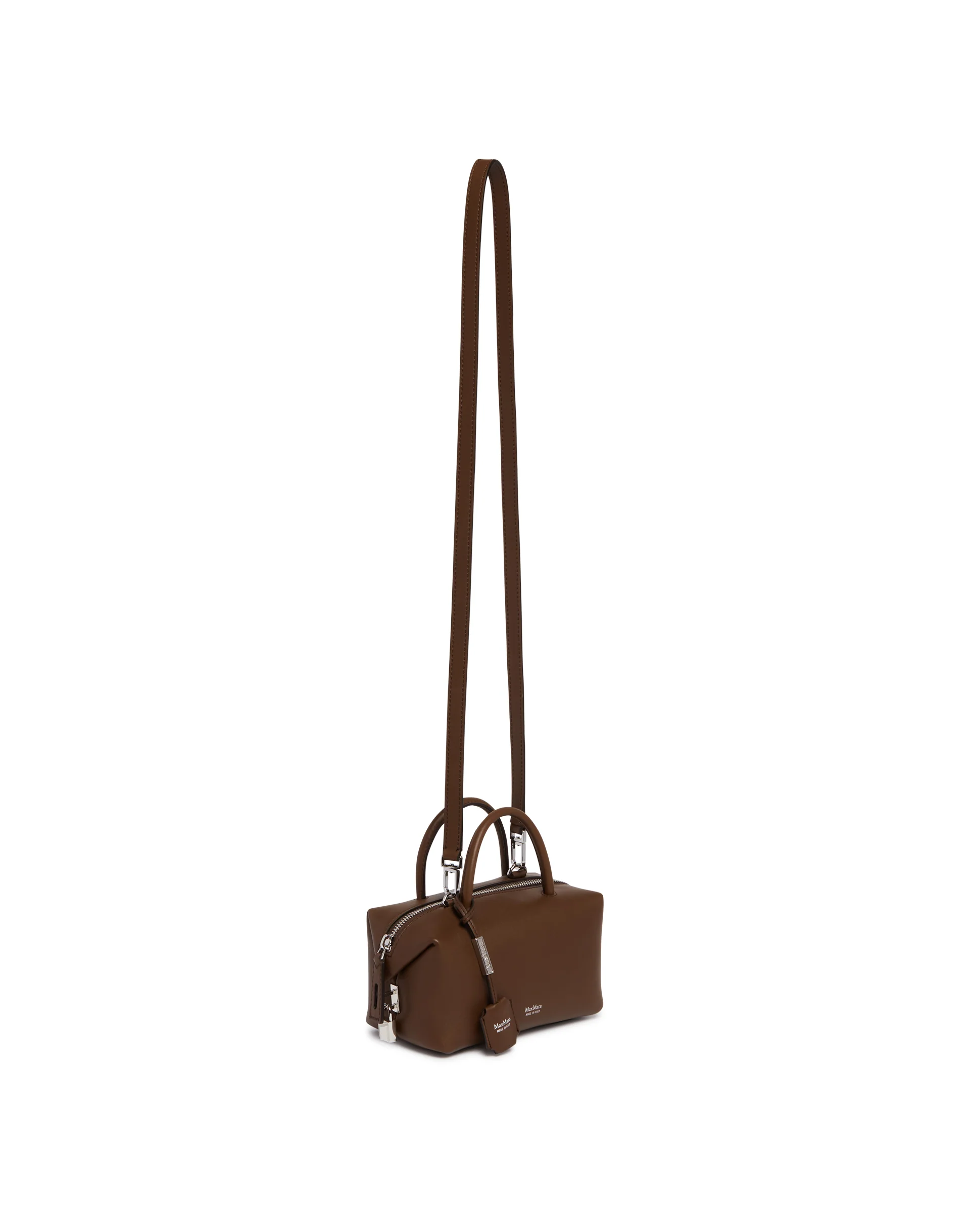 Borsa Bauletto Piccola Holdall In Pelle Marrone - Image 5