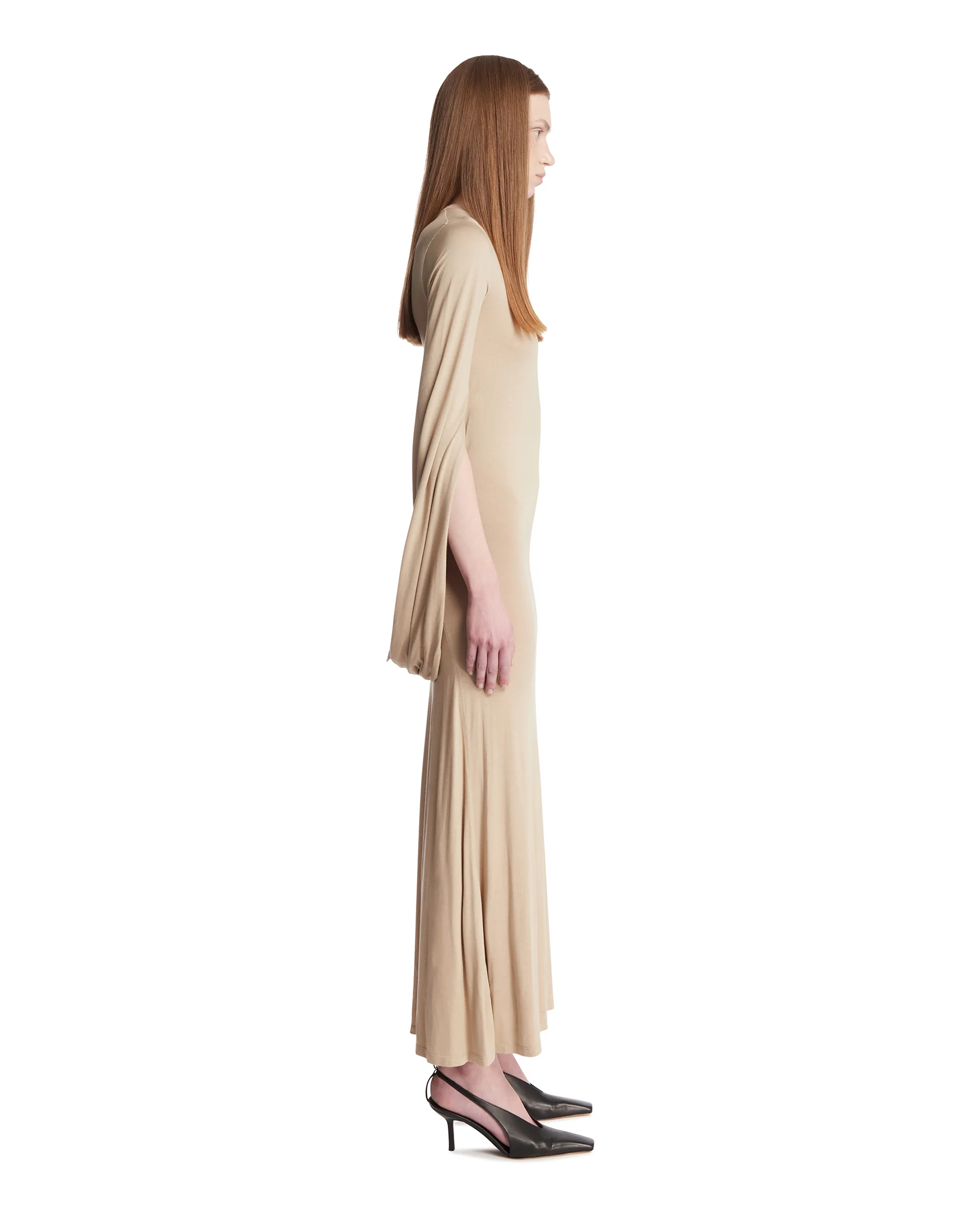 Abito Cascade In Jersey Beige - Image 4