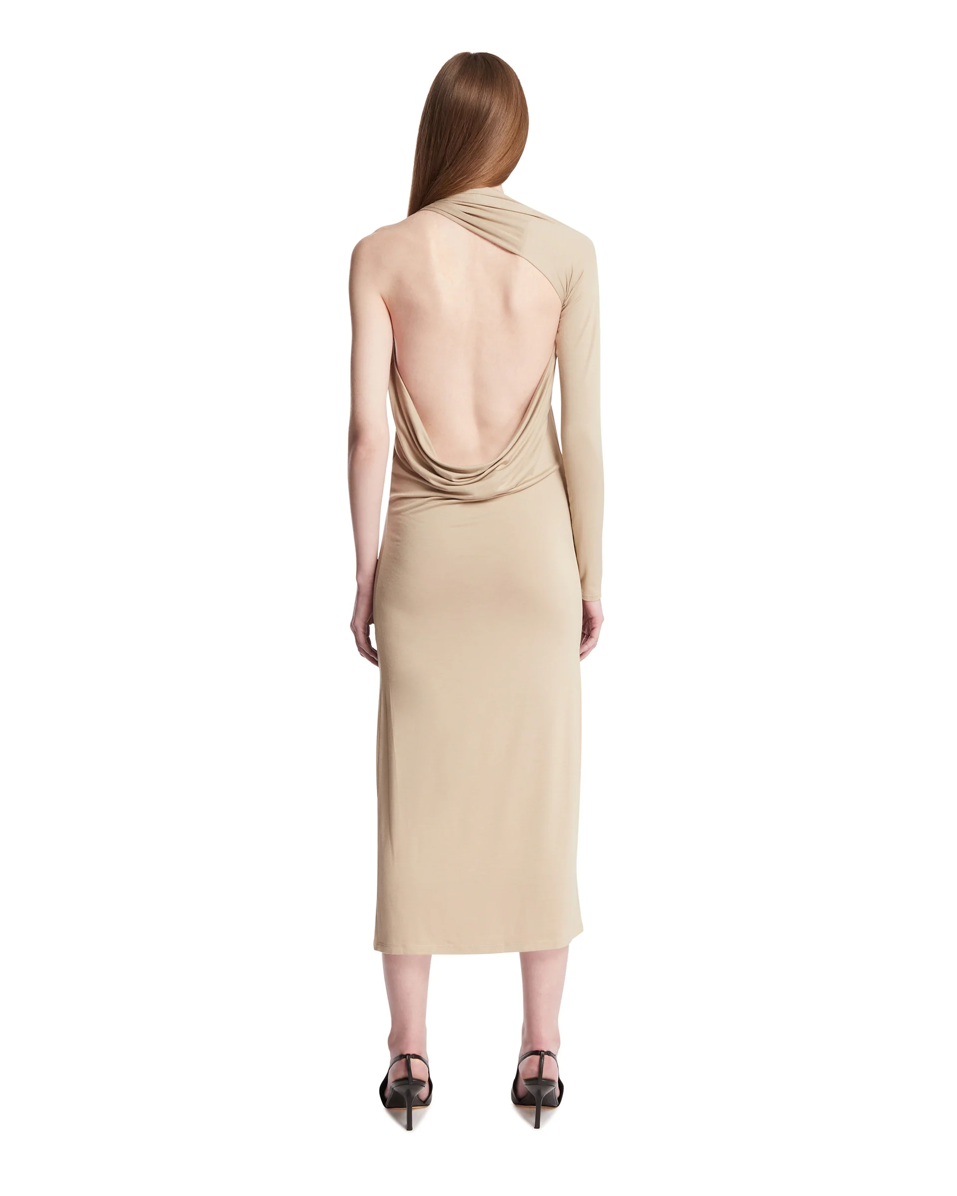 Abito Monospalla In Jersey Beige - Image 5