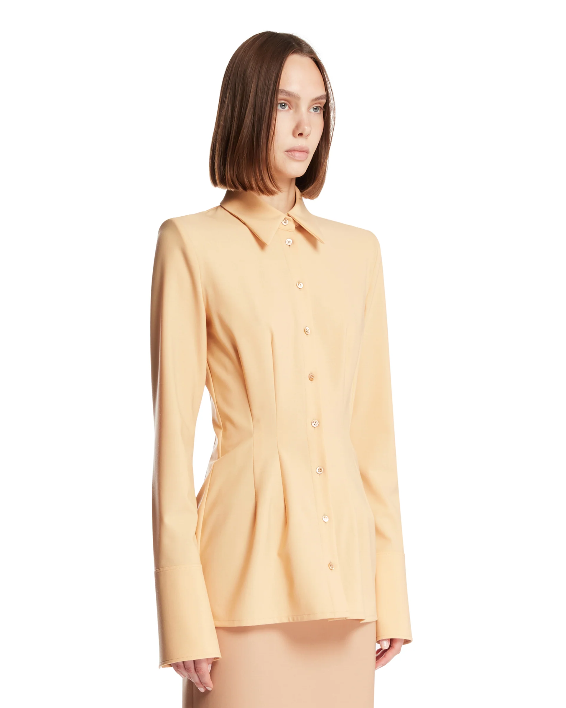 Camicia Aderente In Lana Beige - Image 2