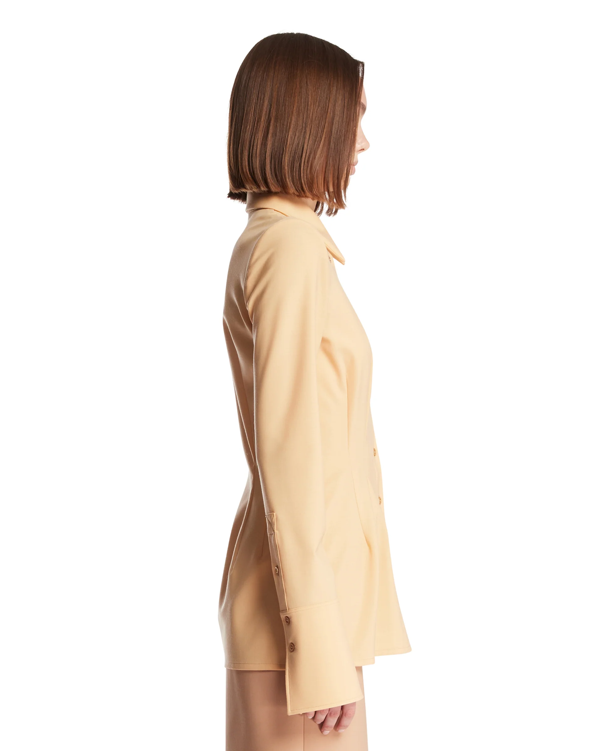 Camicia Aderente In Lana Beige - Image 4