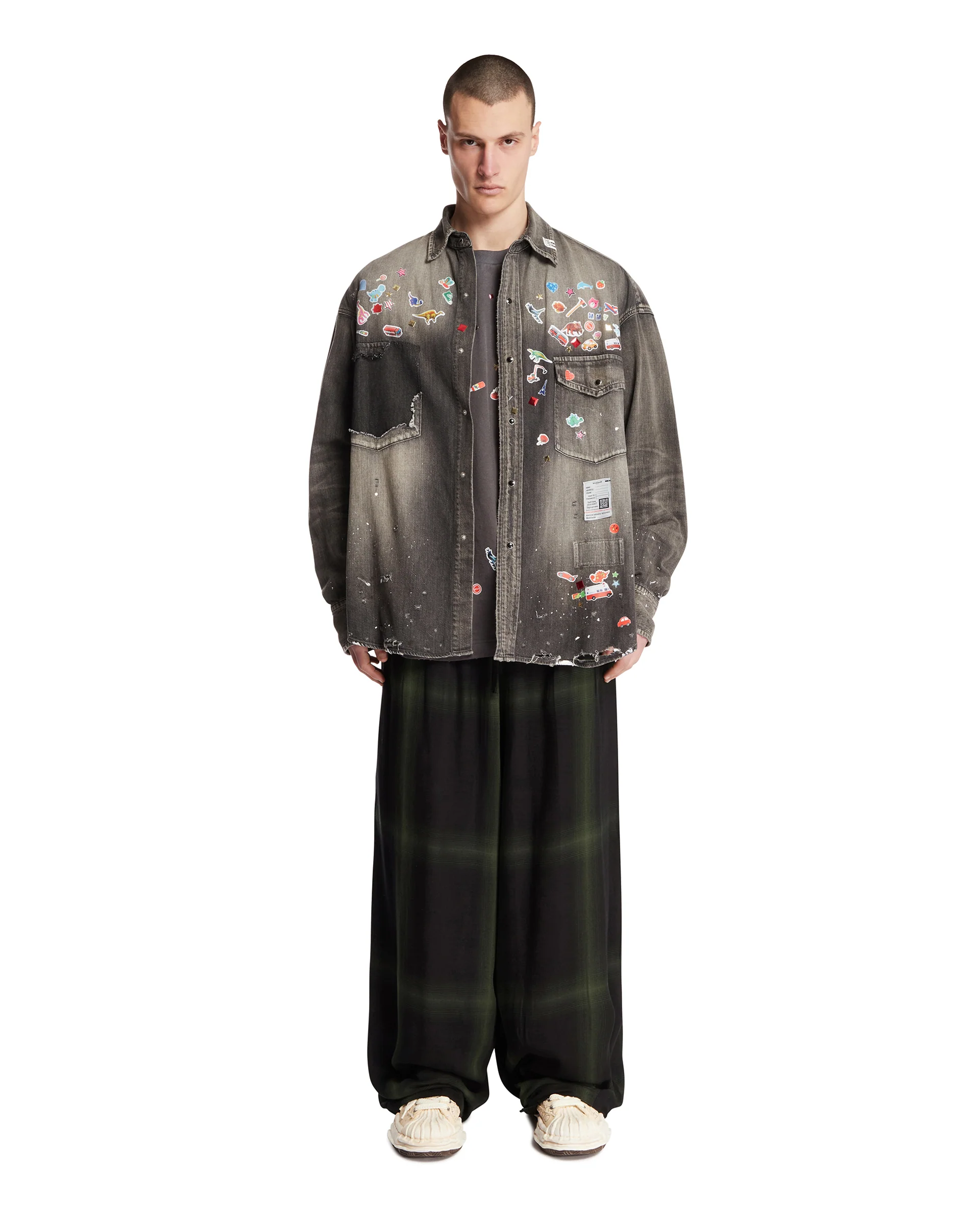 Pantaloni Oversize A Quadri Neri - Image 3