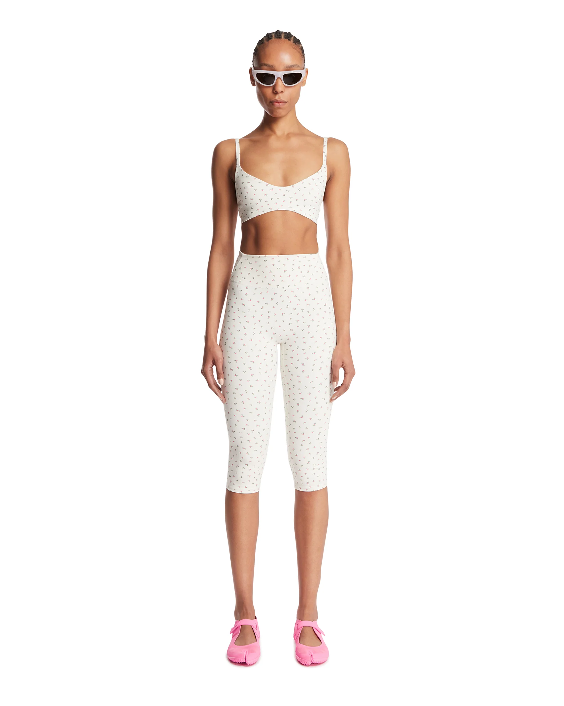 NikeSKIMS Leggings Cropped A Fiori Bianchi - Image 3