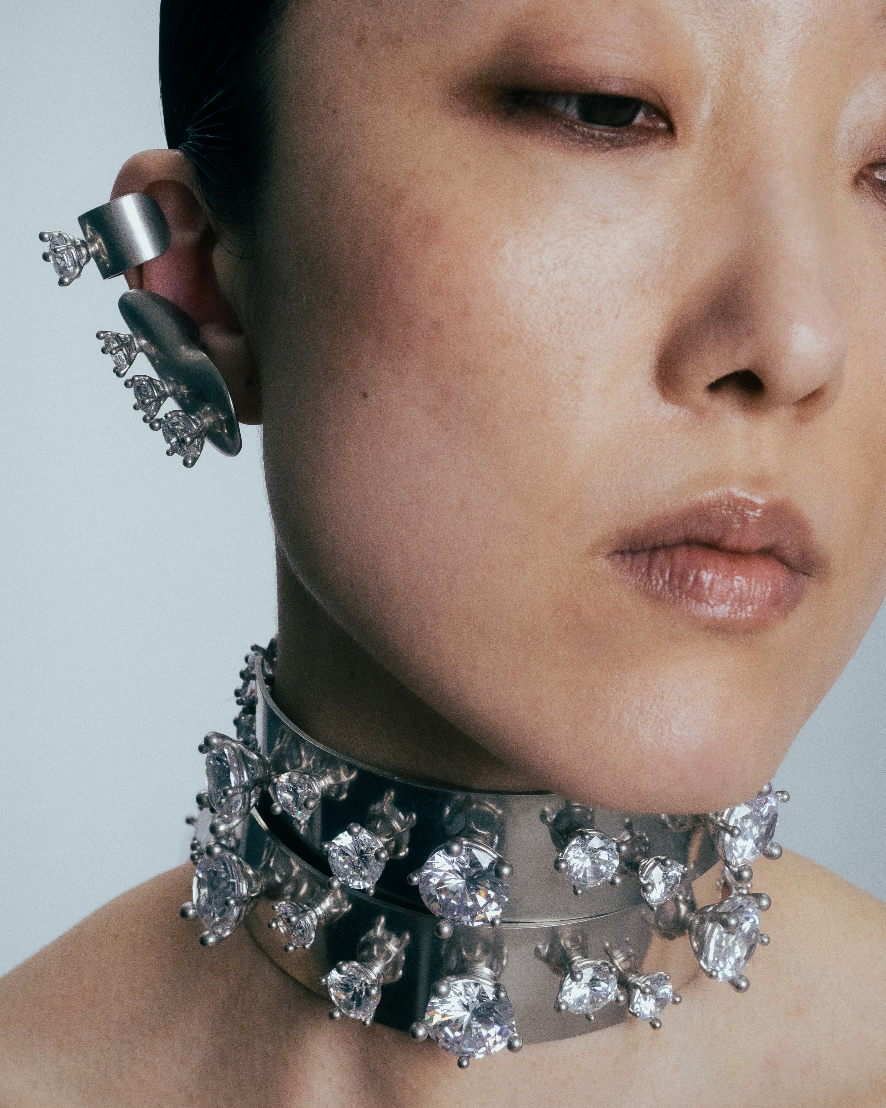 Ear Cuff Diamanti Armour Piccolo Argentato - Image 3