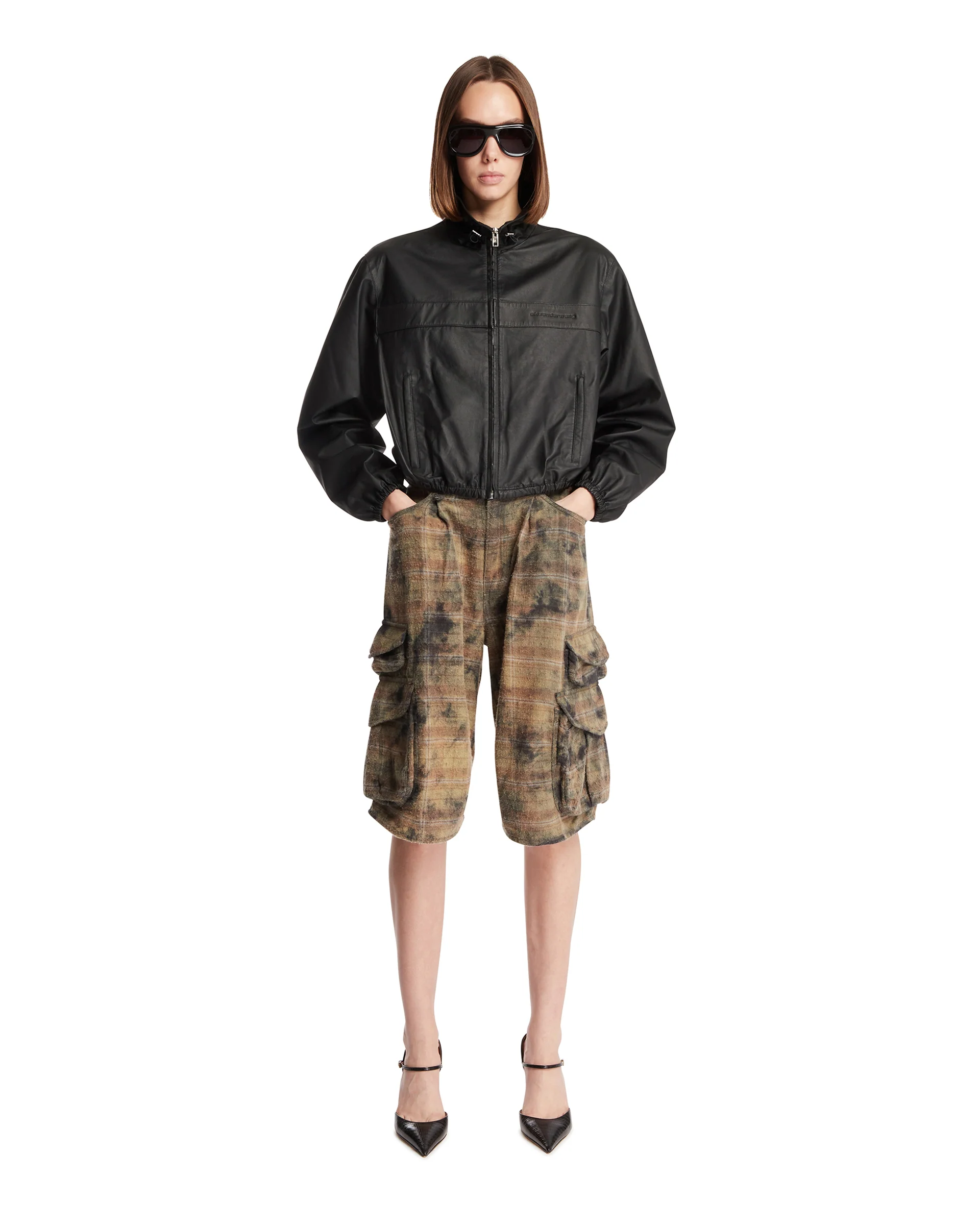 Pantaloncini Cargo A Quadri Verdi - Image 3