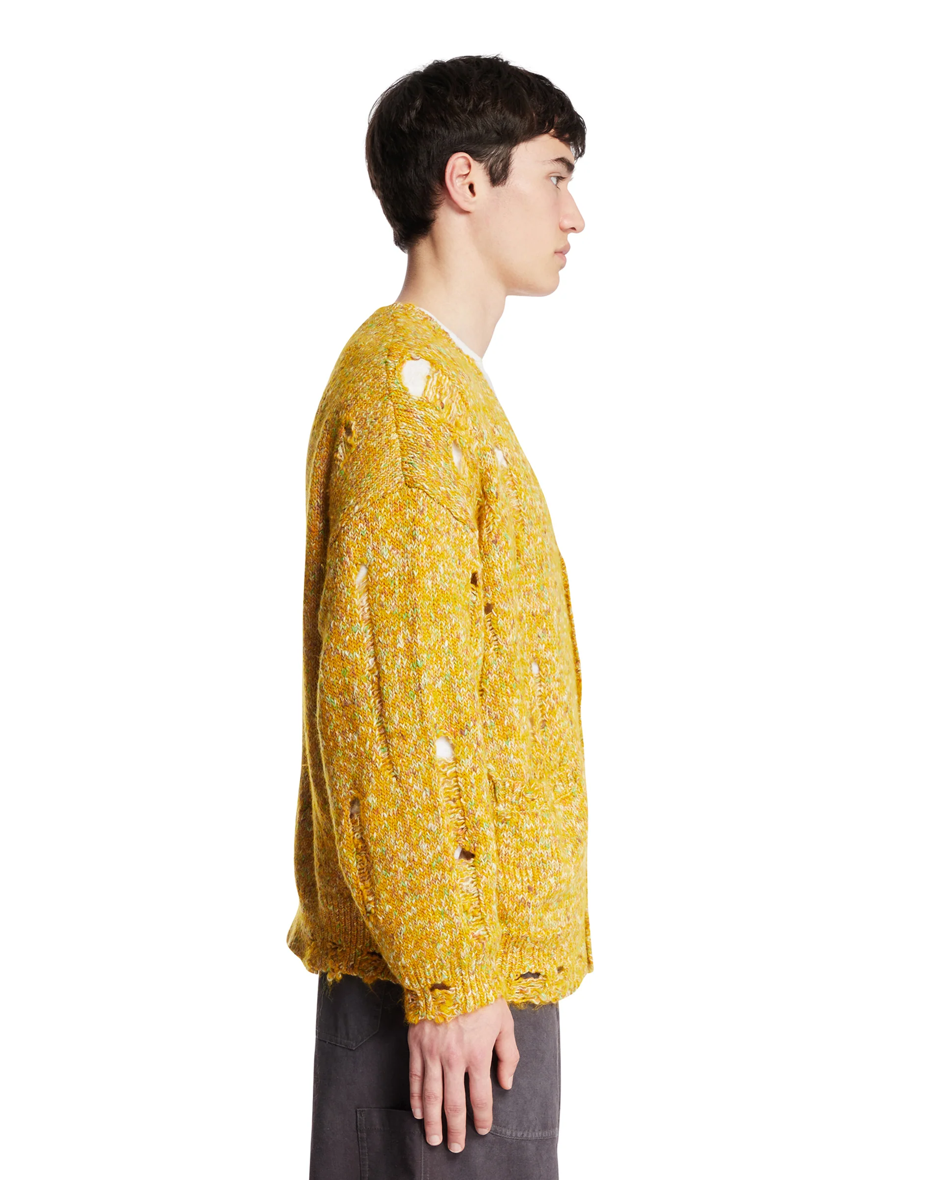 Cardigan Distressed In Alpaca Giallo - Image 4