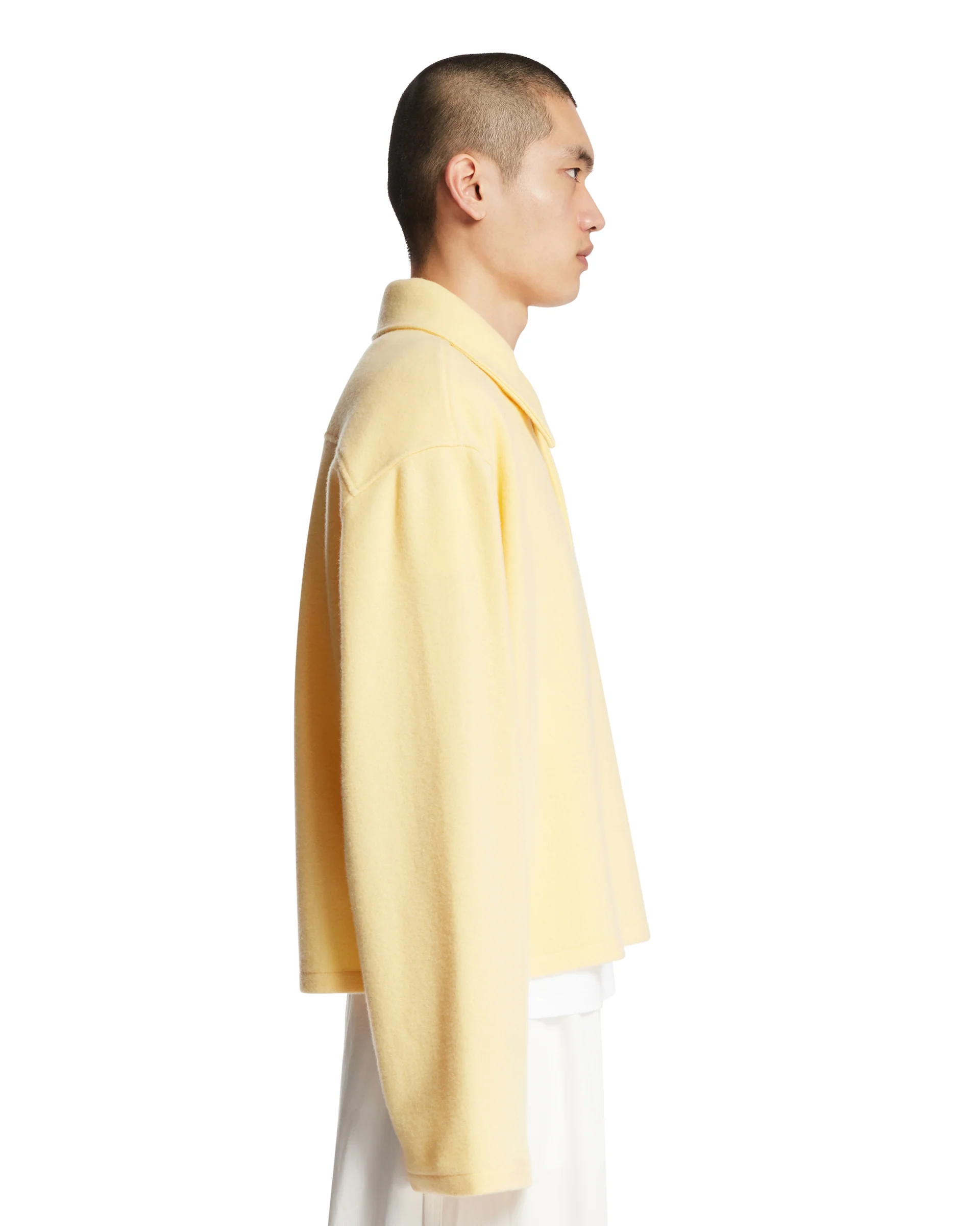 Maglione Polo In Pile Di Lana Giallo - Image 4