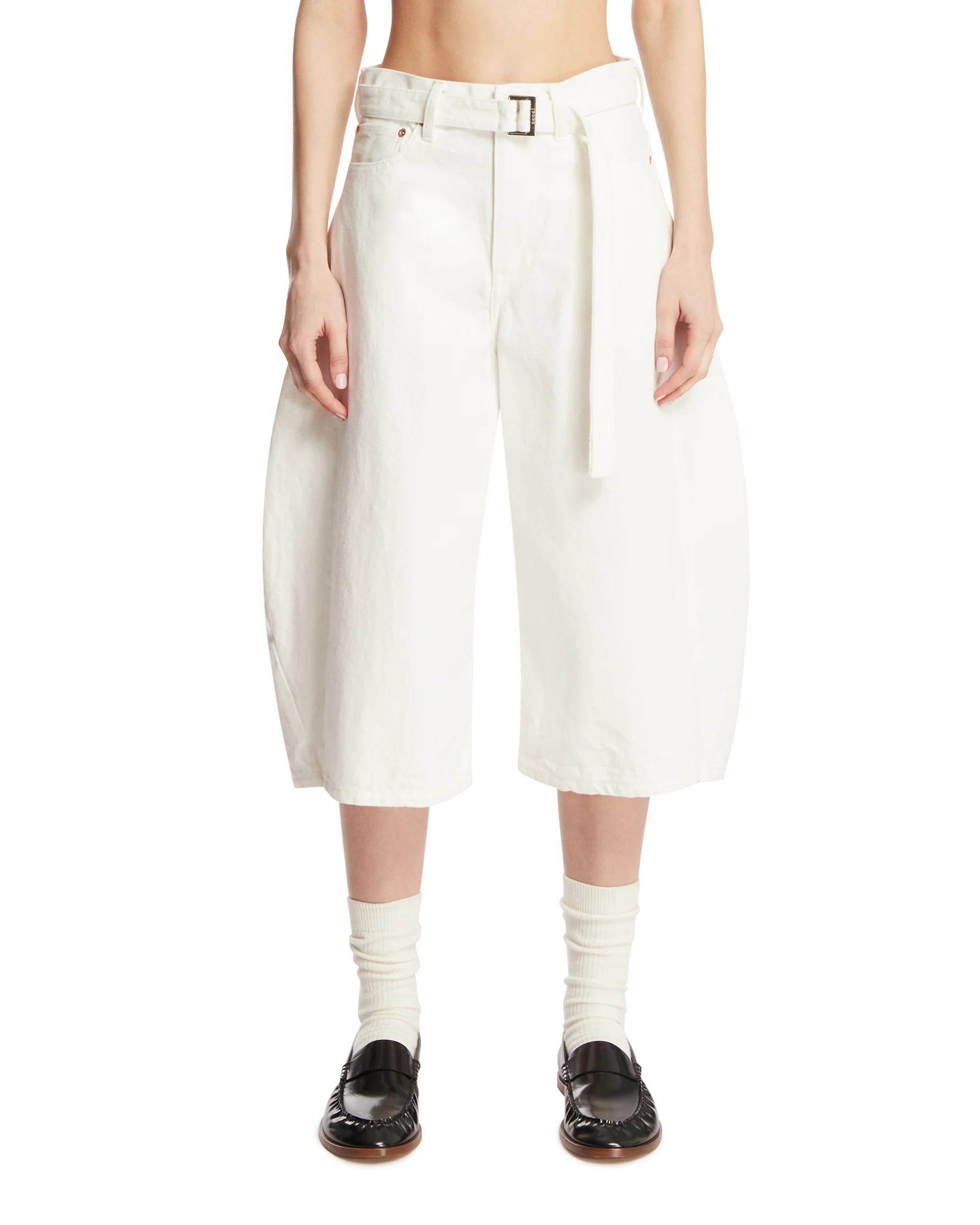 Jeans Corti A Palloncino Bianchi