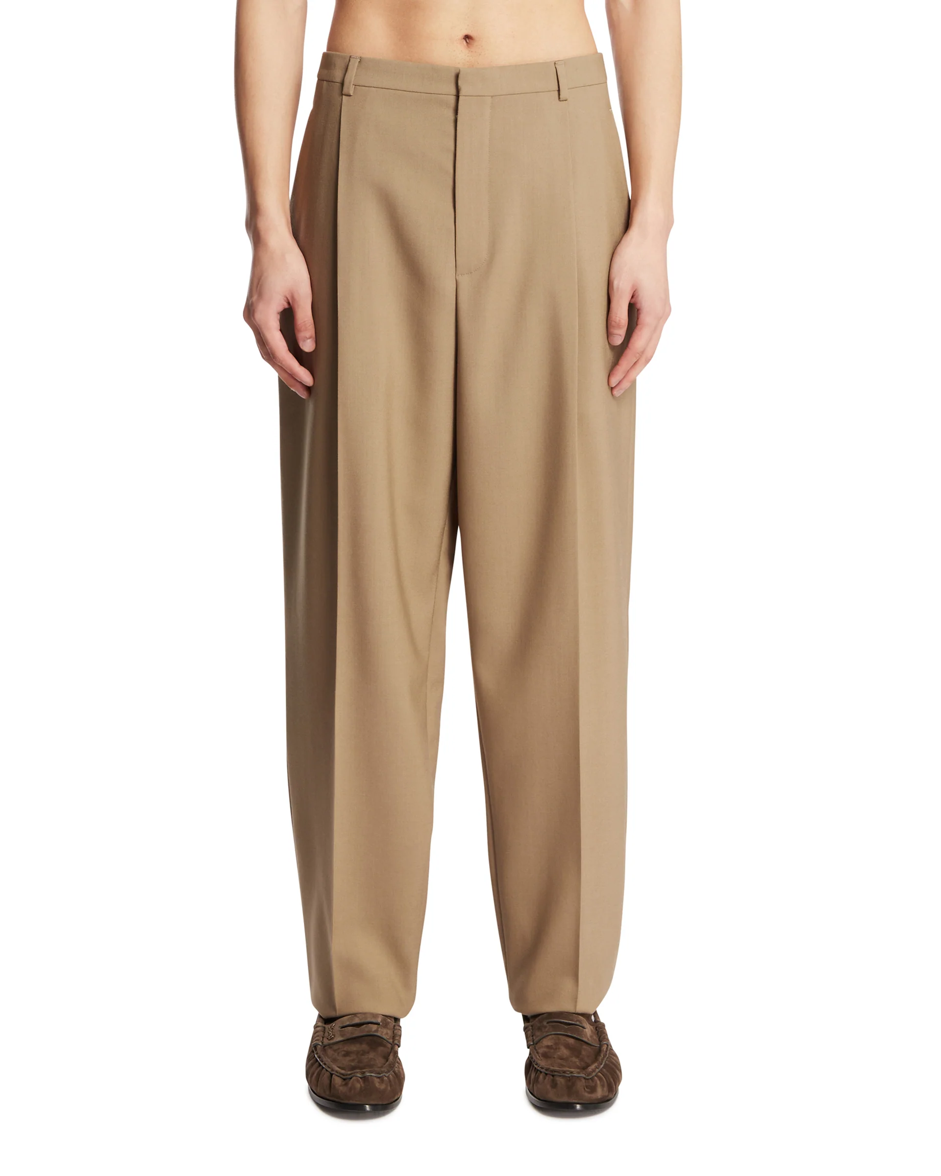 Pantaloni In Lana E Mohair Beige