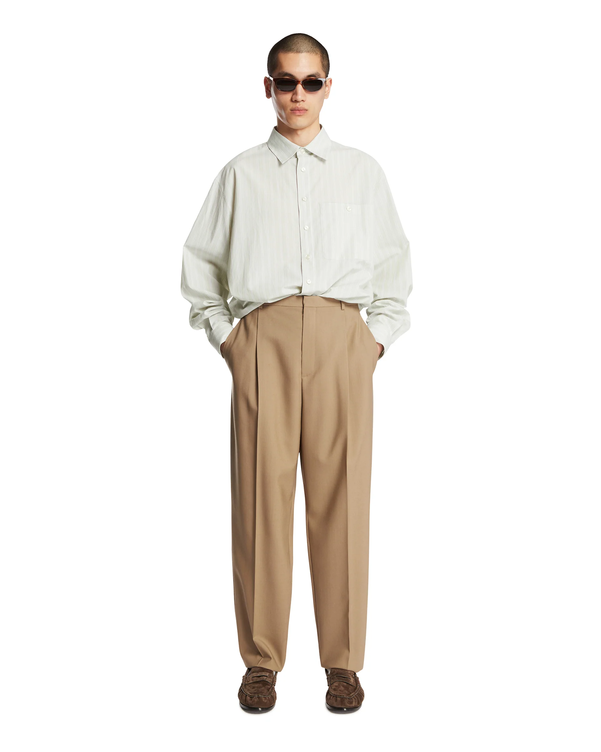 Pantaloni In Lana E Mohair Beige - Image 3
