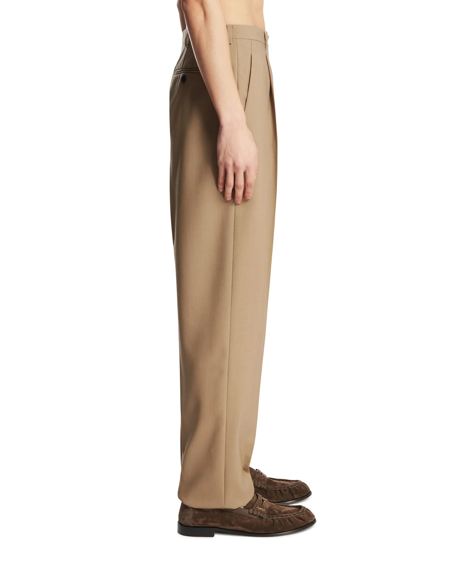 Pantaloni In Lana E Mohair Beige - Image 4