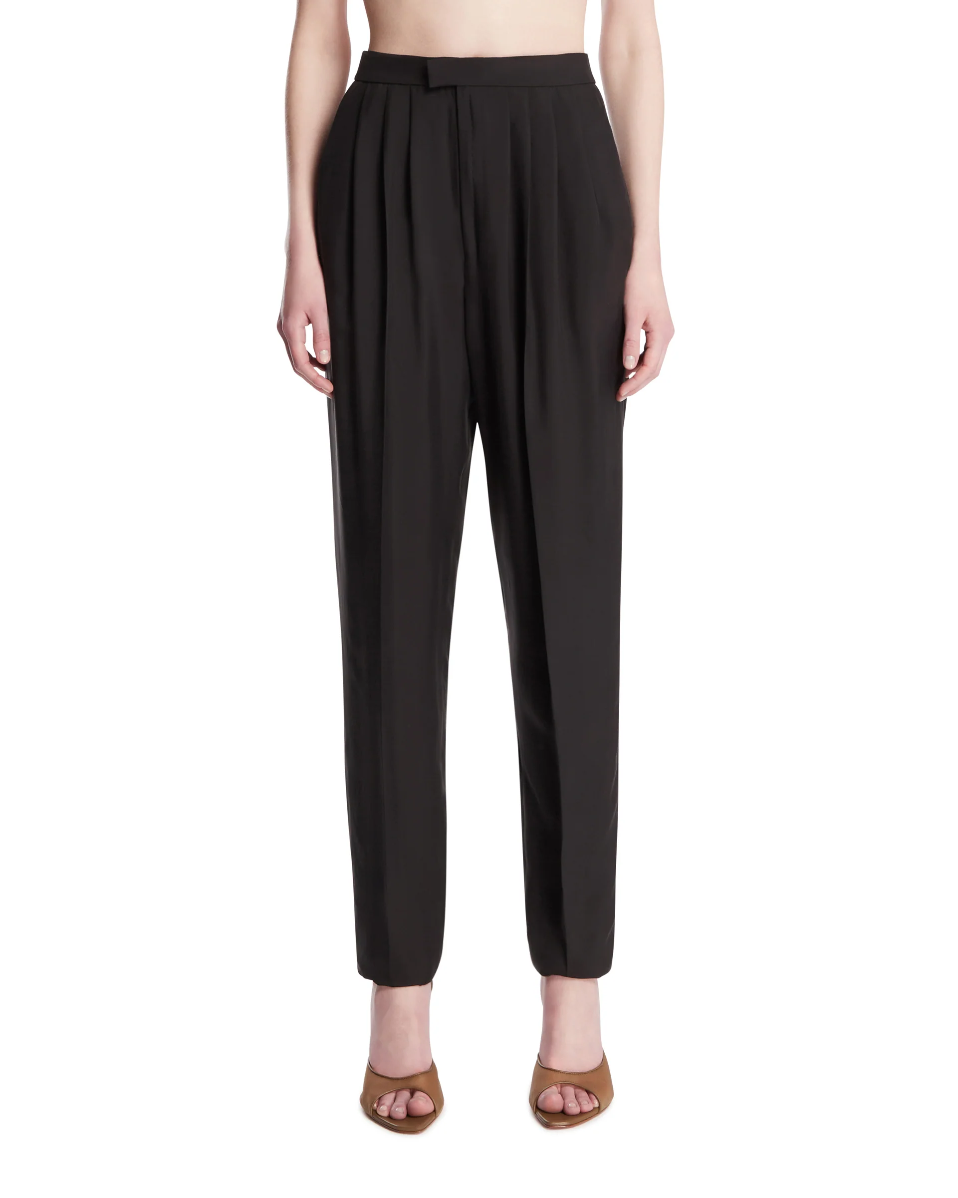 Pantaloni In Seta Habutai Neri