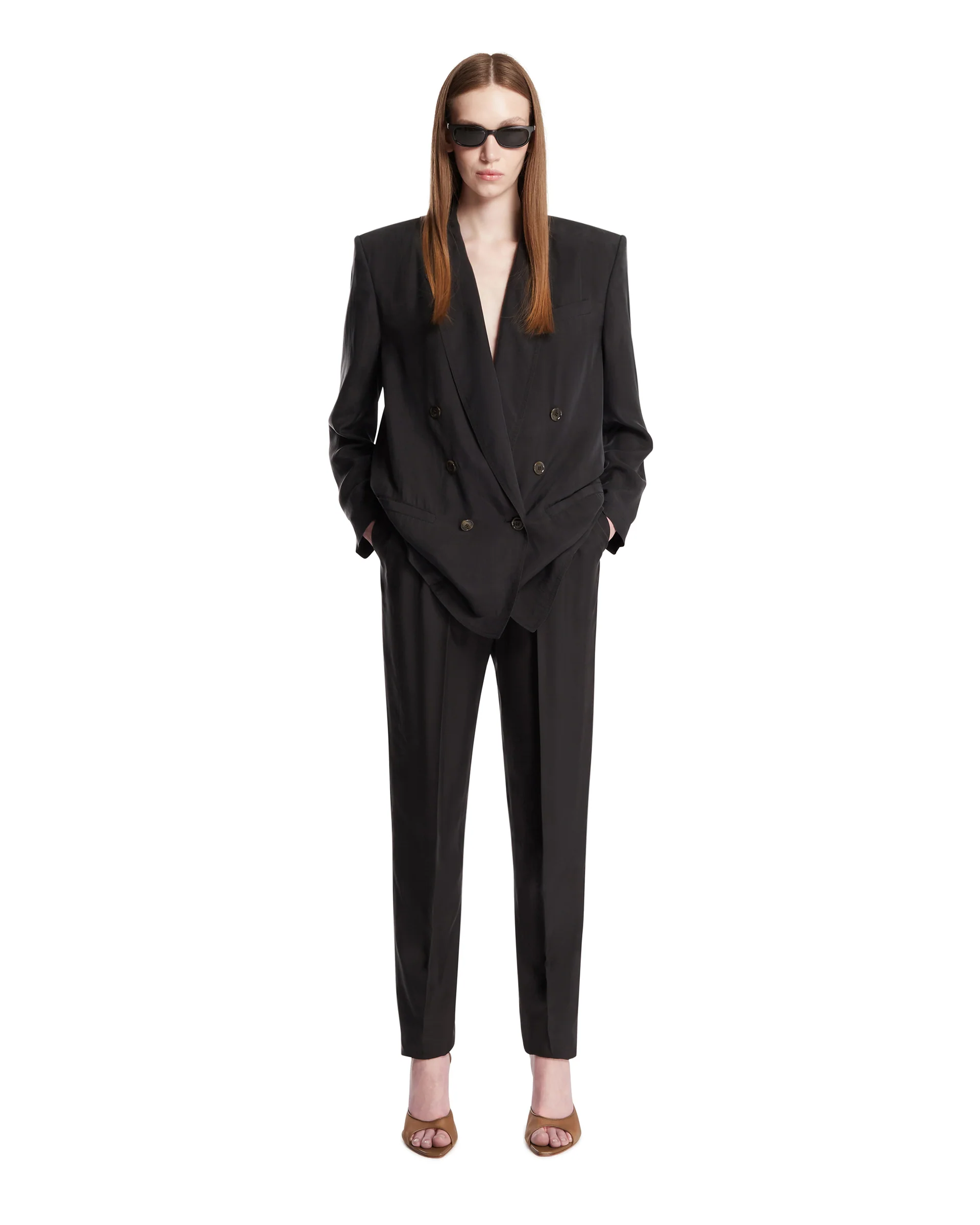 Pantaloni In Seta Habutai Neri - Image 3