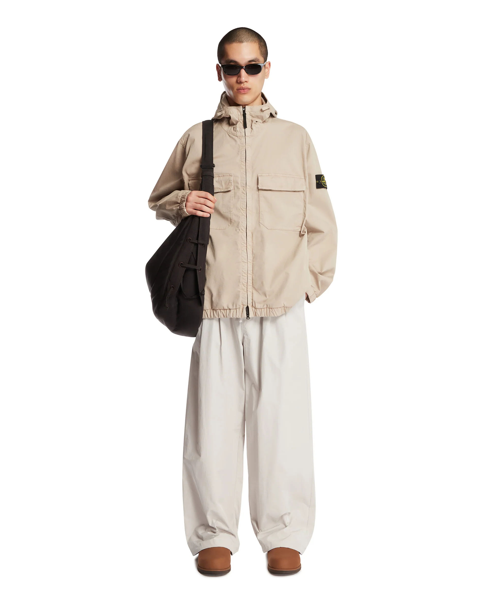 Giacca A Vento Beige Con Cappuccio - Image 3