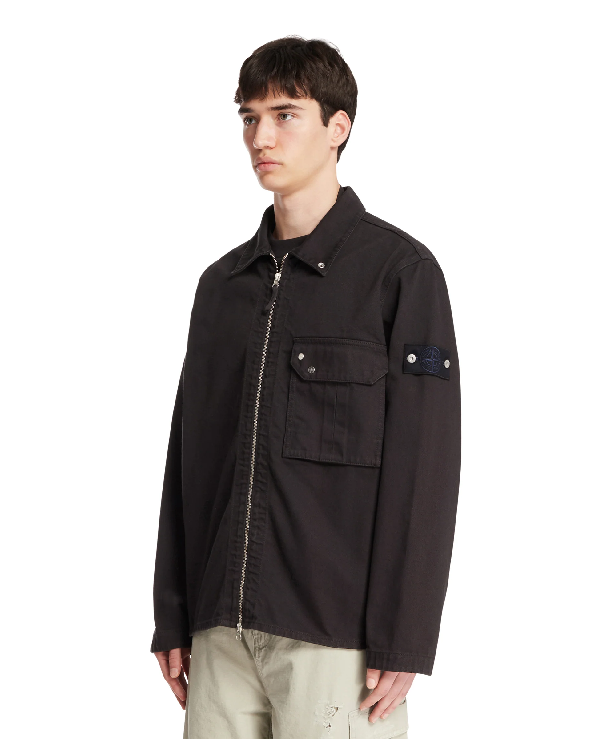 Giacca In Denim Con Zip Nera - Image 2